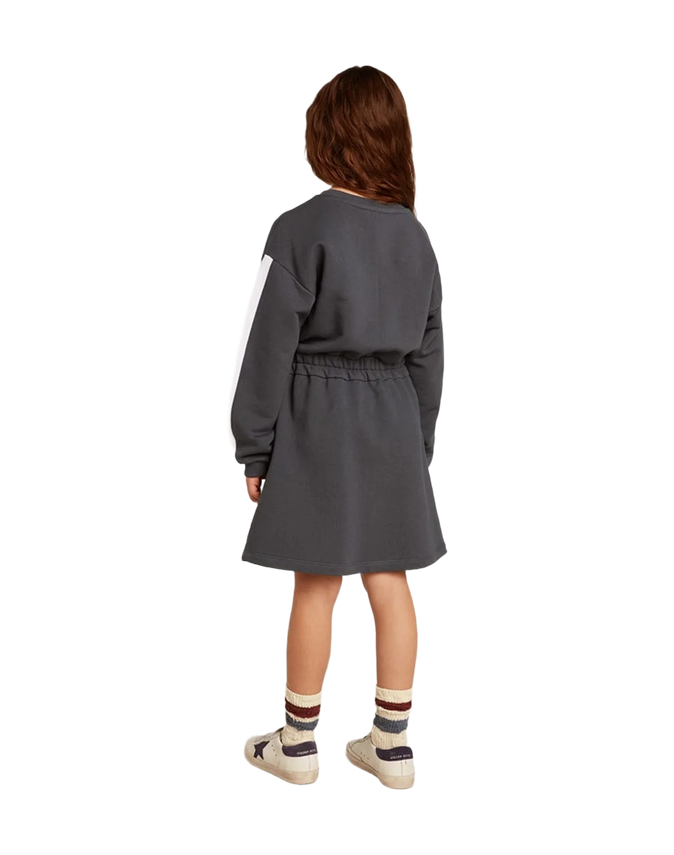 Kids | Grey Dress with Logo Front & White Stripes On Sleeves | Sea Storm x Artic Wolf - Image 3