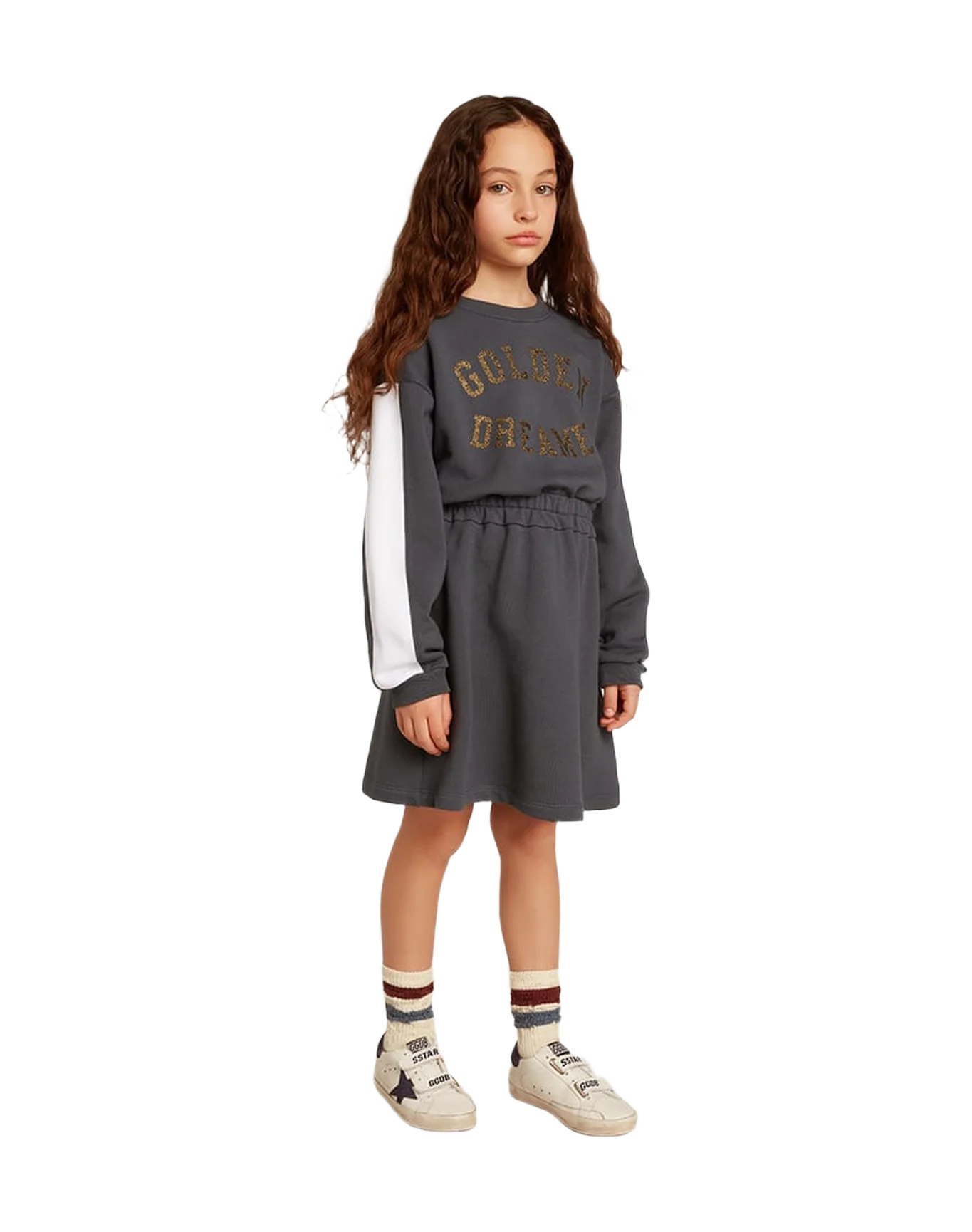 Kids | Grey Dress with Logo Front & White Stripes On Sleeves | Sea Storm x Artic Wolf - Image 5
