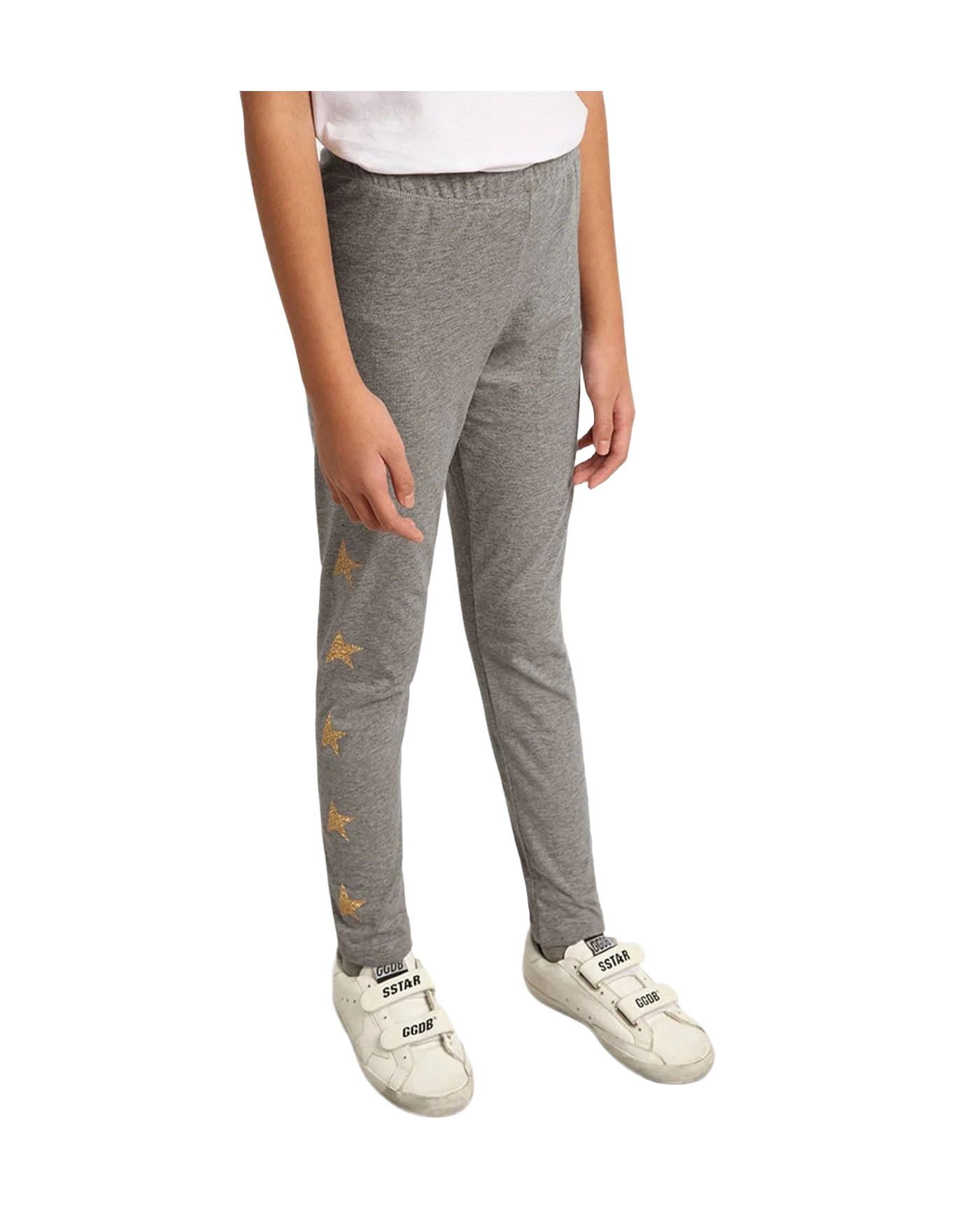 Kids | Grey Star Collection Sweatpants with Gold Glitter Stars On Both Sides | Grey Melange x Gold