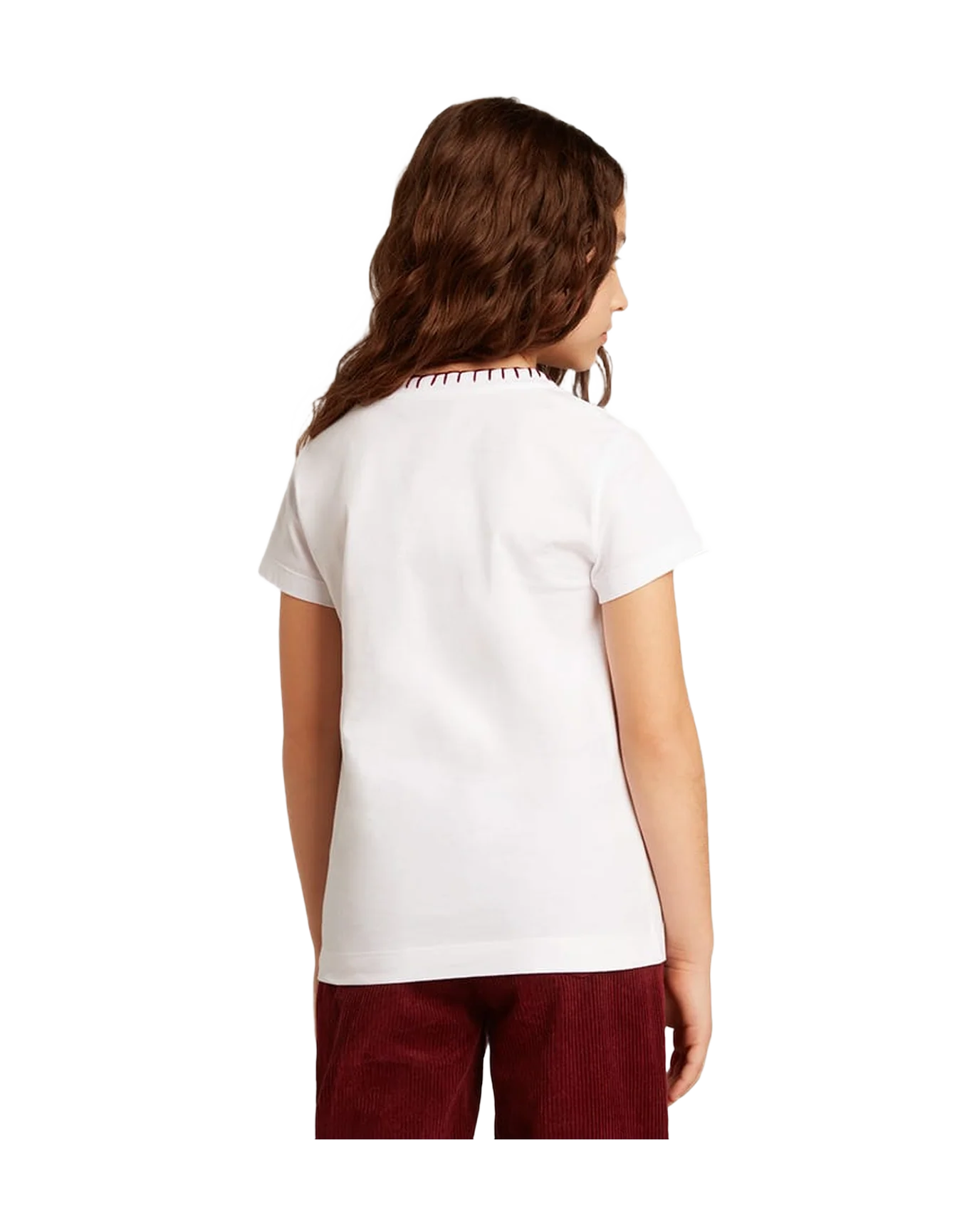 Kids | Hand-Embroidered White Cotton T-Shirt | Optic White - Image 5