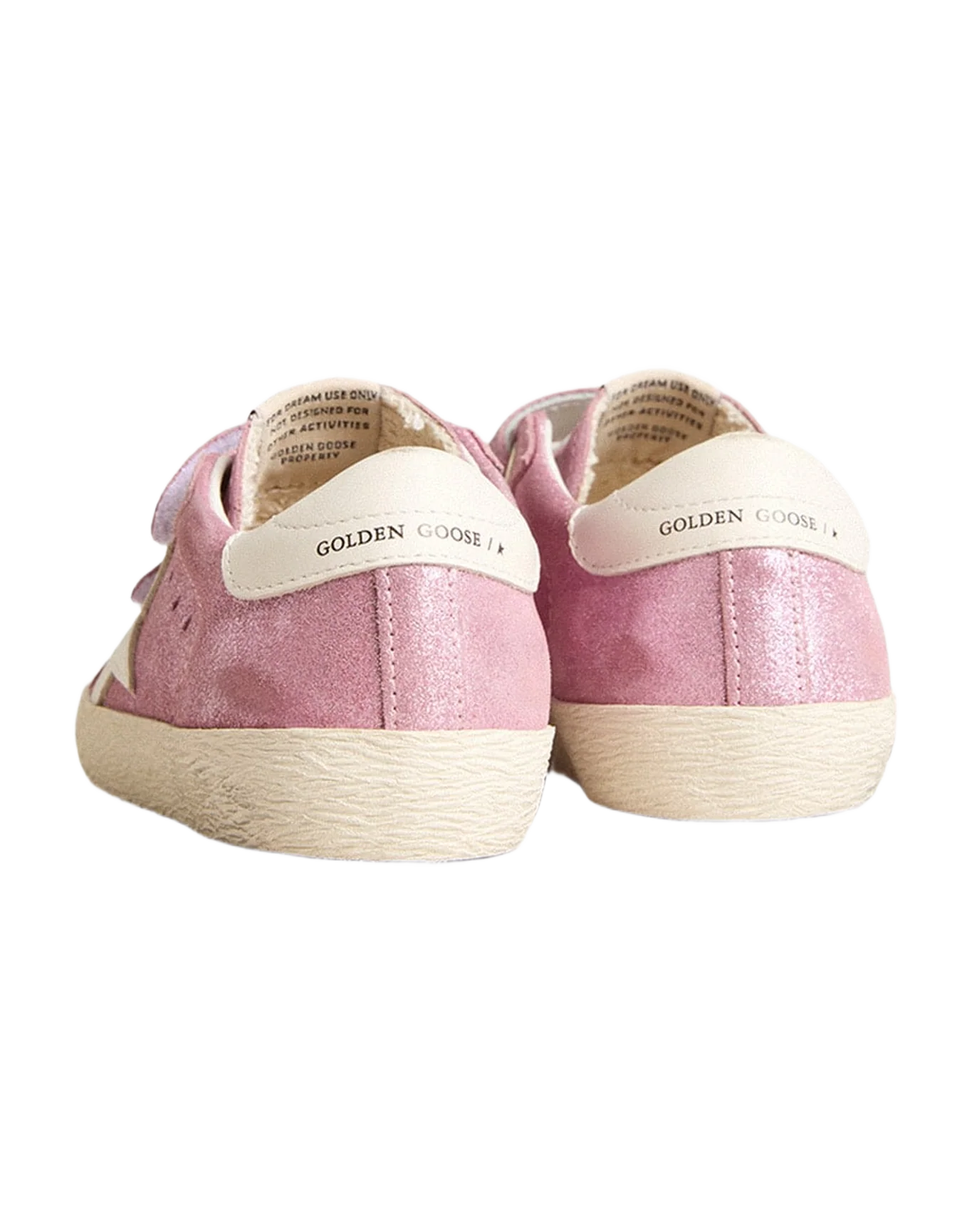 Kids | Junior Old School Metallic Pink Suede with White Leather Star & Heel Tab | Pink x White - Image 7