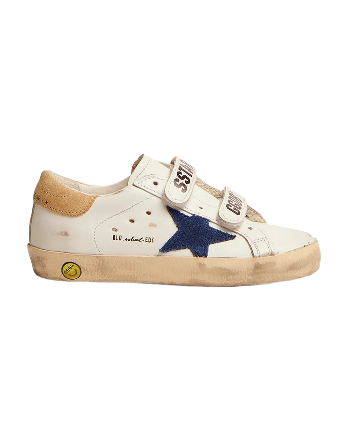 Kids | Junior Old School Sneakers with Sand-Colored Heel Tab & Blue Star | White x Royal Blue x Sand - Image 6