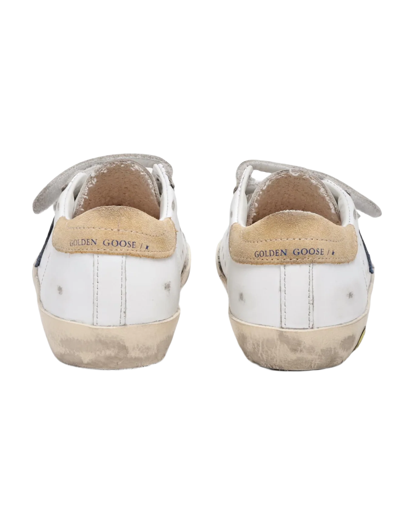 Kids | Junior Old School Sneakers with Sand-Colored Heel Tab & Blue Star | White x Royal Blue x Sand - Image 8