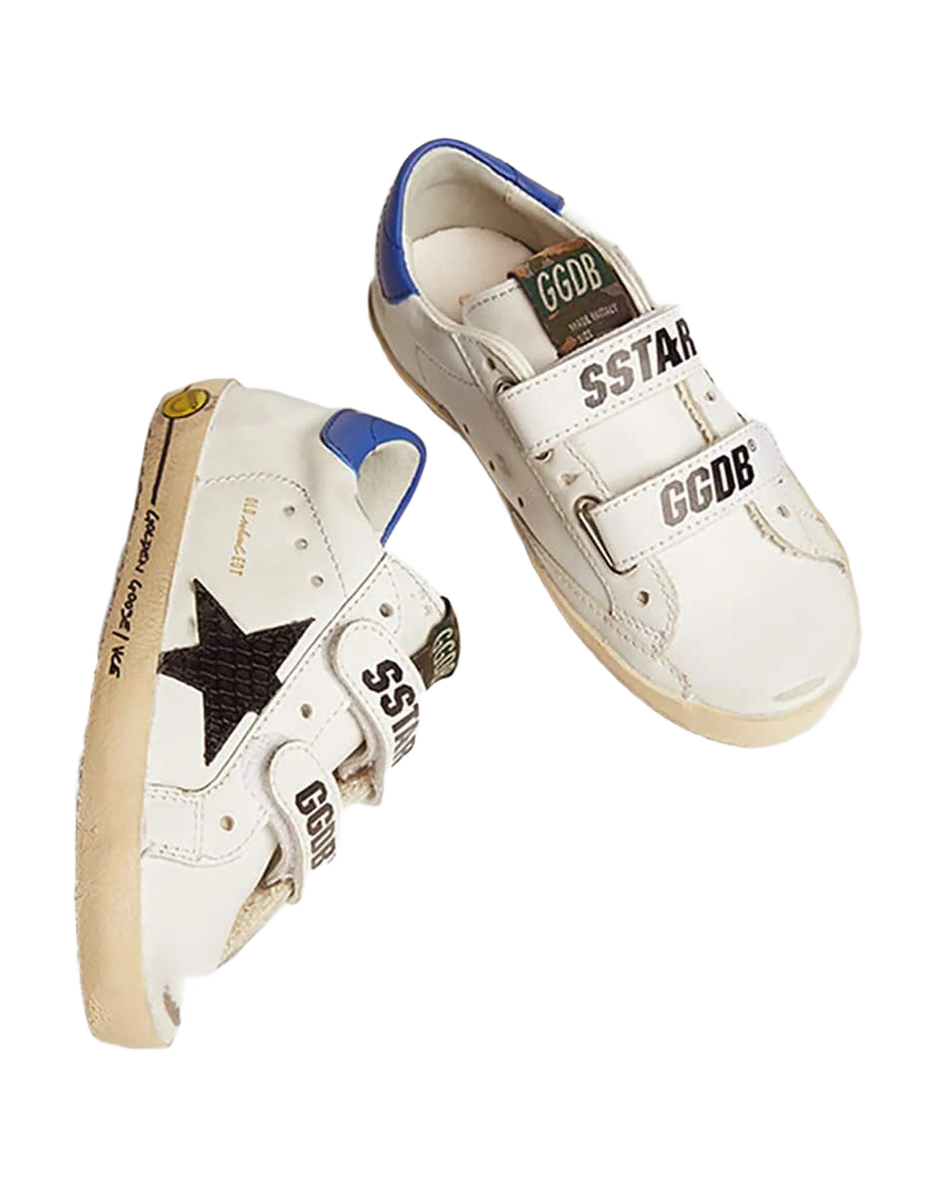 Kids | Junior Old School with Black Snake Print Leather Star | White x Black x Blue - Image 5