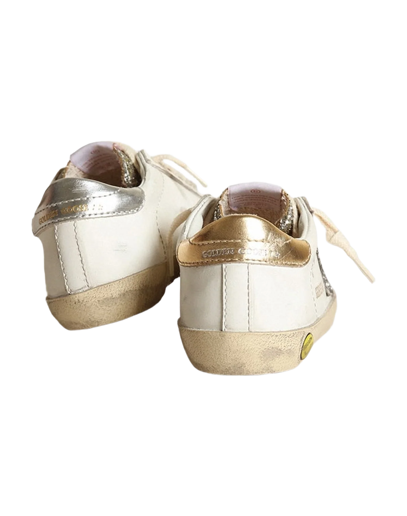 Kids | Junior Super-Star with Silver Glitter Star & Platinum Tongue | White x Silver x Gold