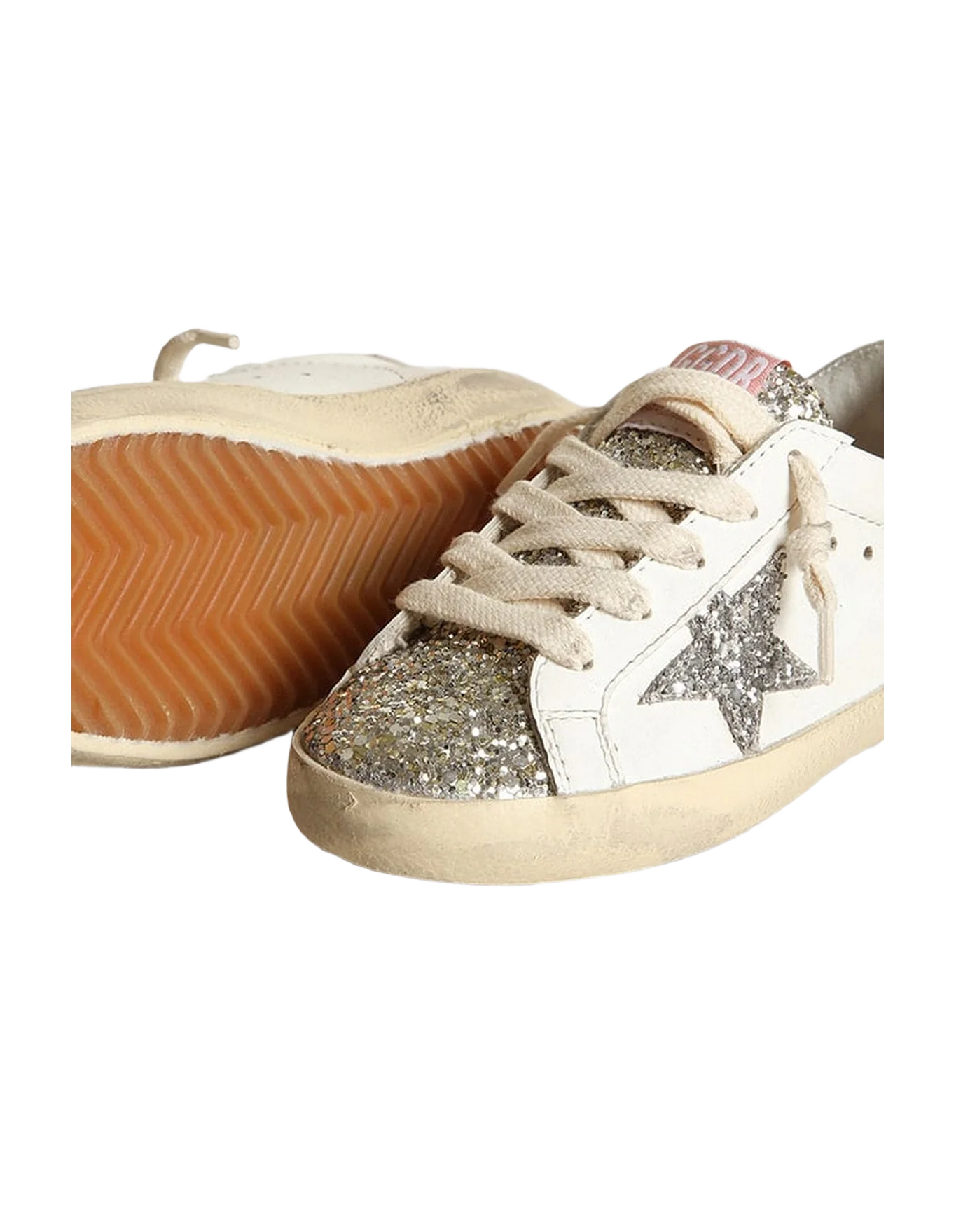 Kids | Junior Super-Star with Silver Glitter Star & Platinum Tongue | White x Silver x Gold - Image 6