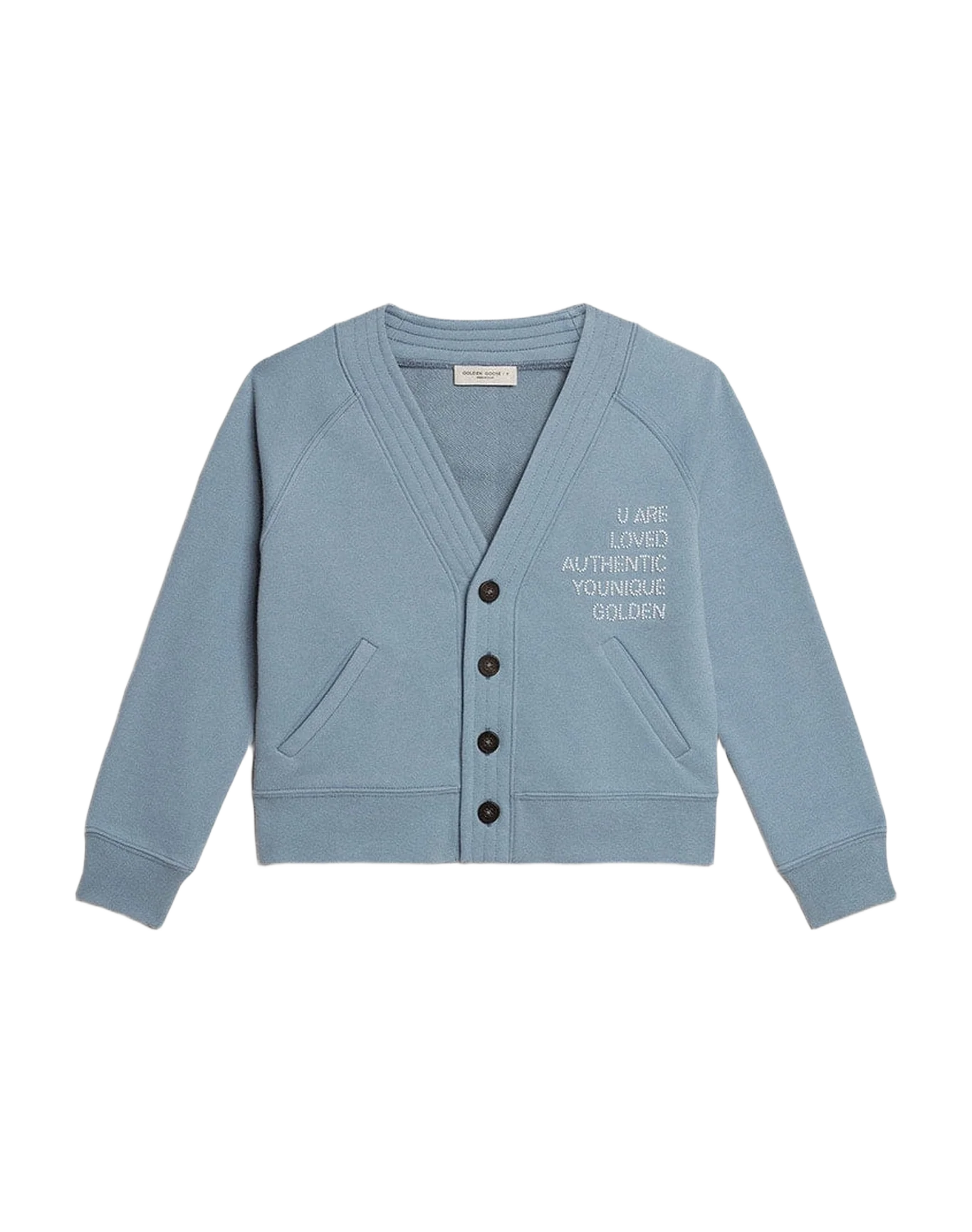 Kids | Light Blue Cotton Cardigan with Beaded Lettering | Citadel - Image 5