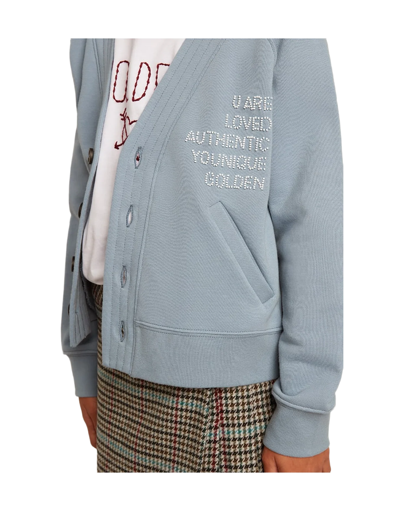 Kids | Light Blue Cotton Cardigan with Beaded Lettering | Citadel - Image 7