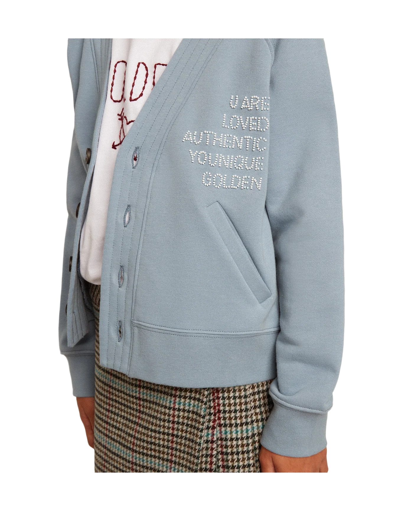 Kids | Light Blue Cotton Cardigan with Beaded Lettering | Citadel - Image 9