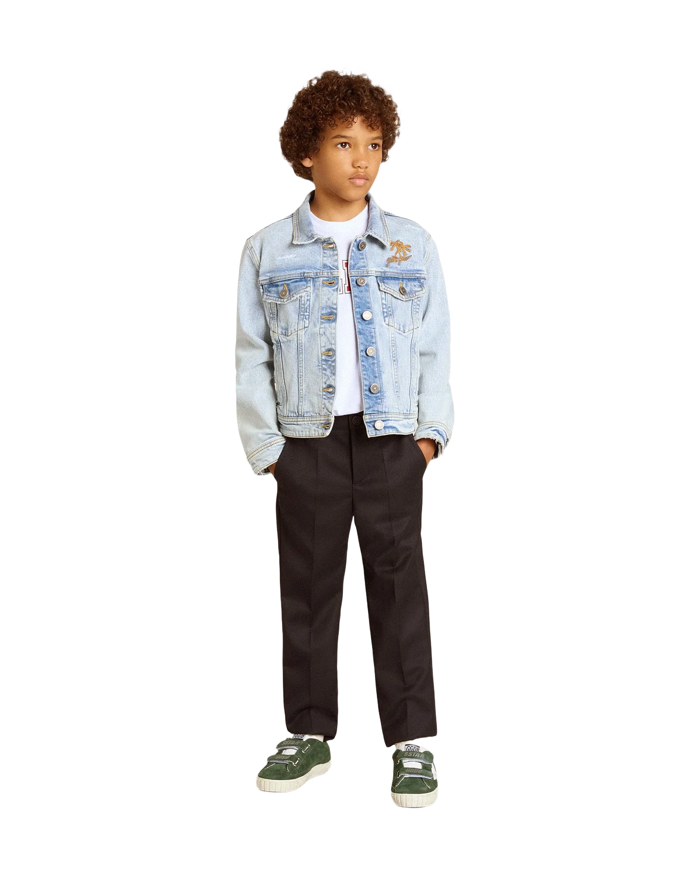 Kids | Light Denim Jacket with Embroidery | Light Blue - Image 2