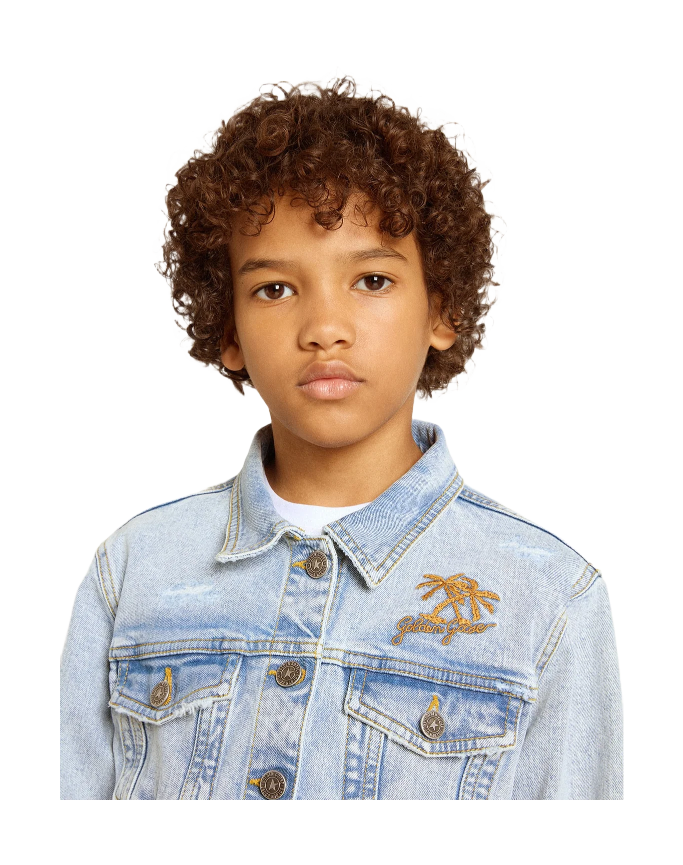 Kids | Light Denim Jacket with Embroidery | Light Blue - Image 5