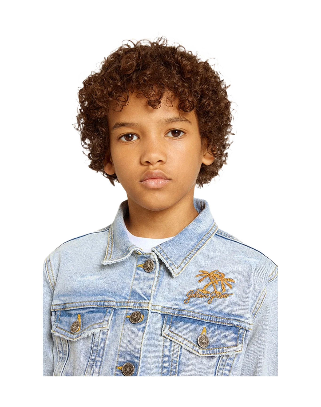 Kids | Light Denim Jacket with Embroidery | Light Blue - Image 9