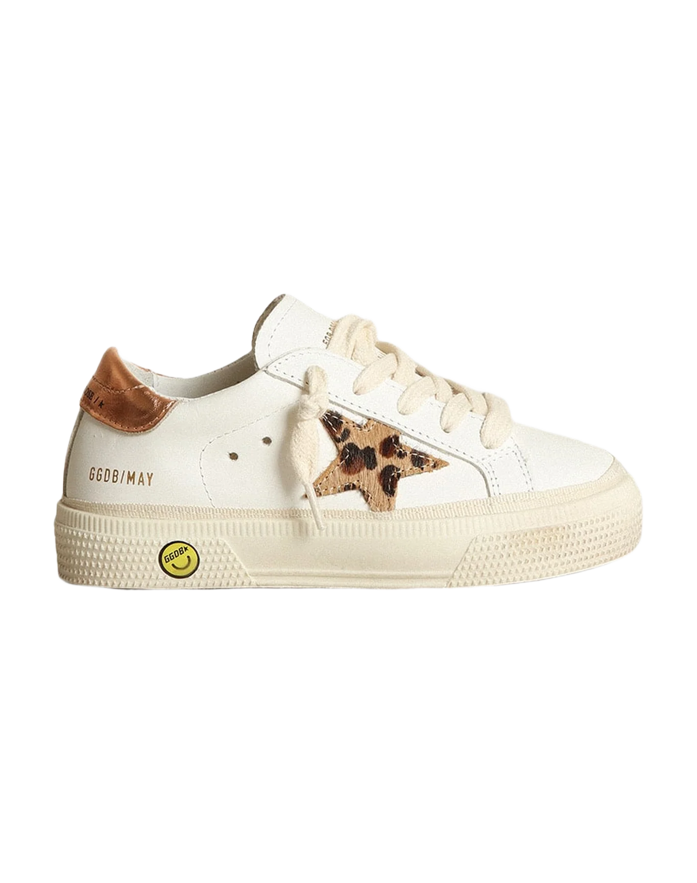 Kids | May Junior with Beige Brown Leo Star & Brown Heel Tab | White x Beige Brown Leo x Chocolate Brown - Image 2