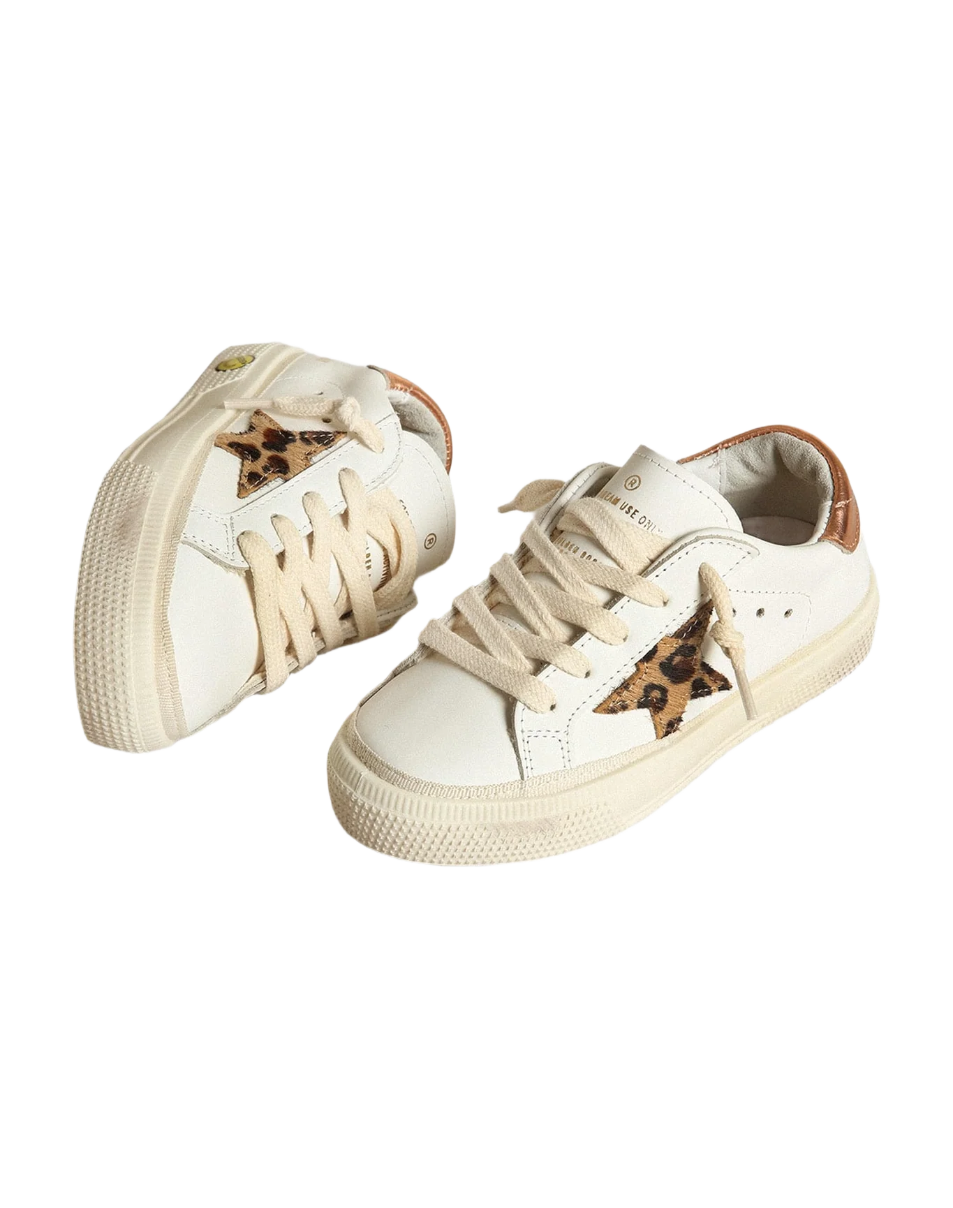 Kids | May Junior with Beige Brown Leo Star & Brown Heel Tab | White x Beige Brown Leo x Chocolate Brown - Image 4