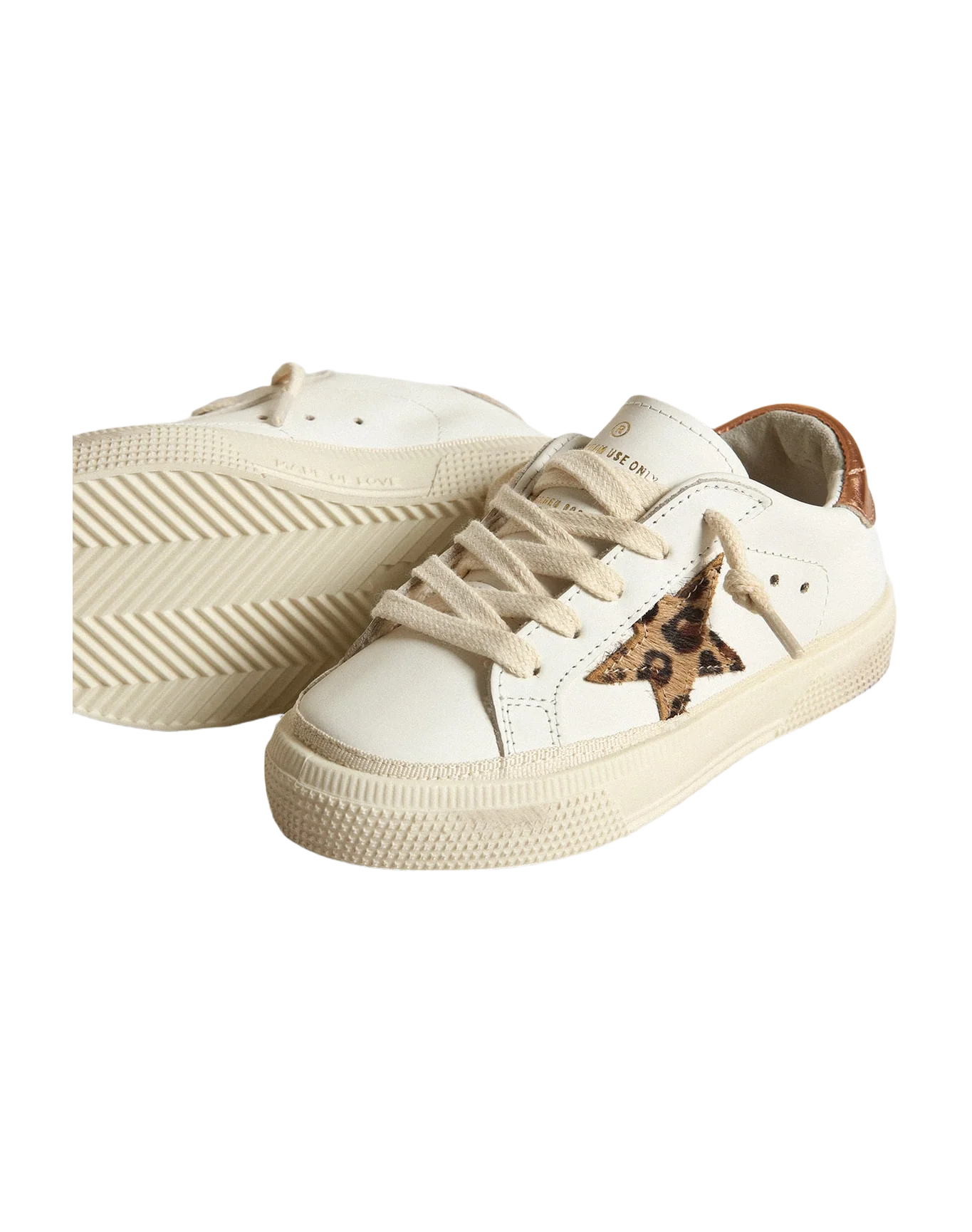 Kids | May Junior with Beige Brown Leo Star & Brown Heel Tab | White x Beige Brown Leo x Chocolate Brown - Image 6