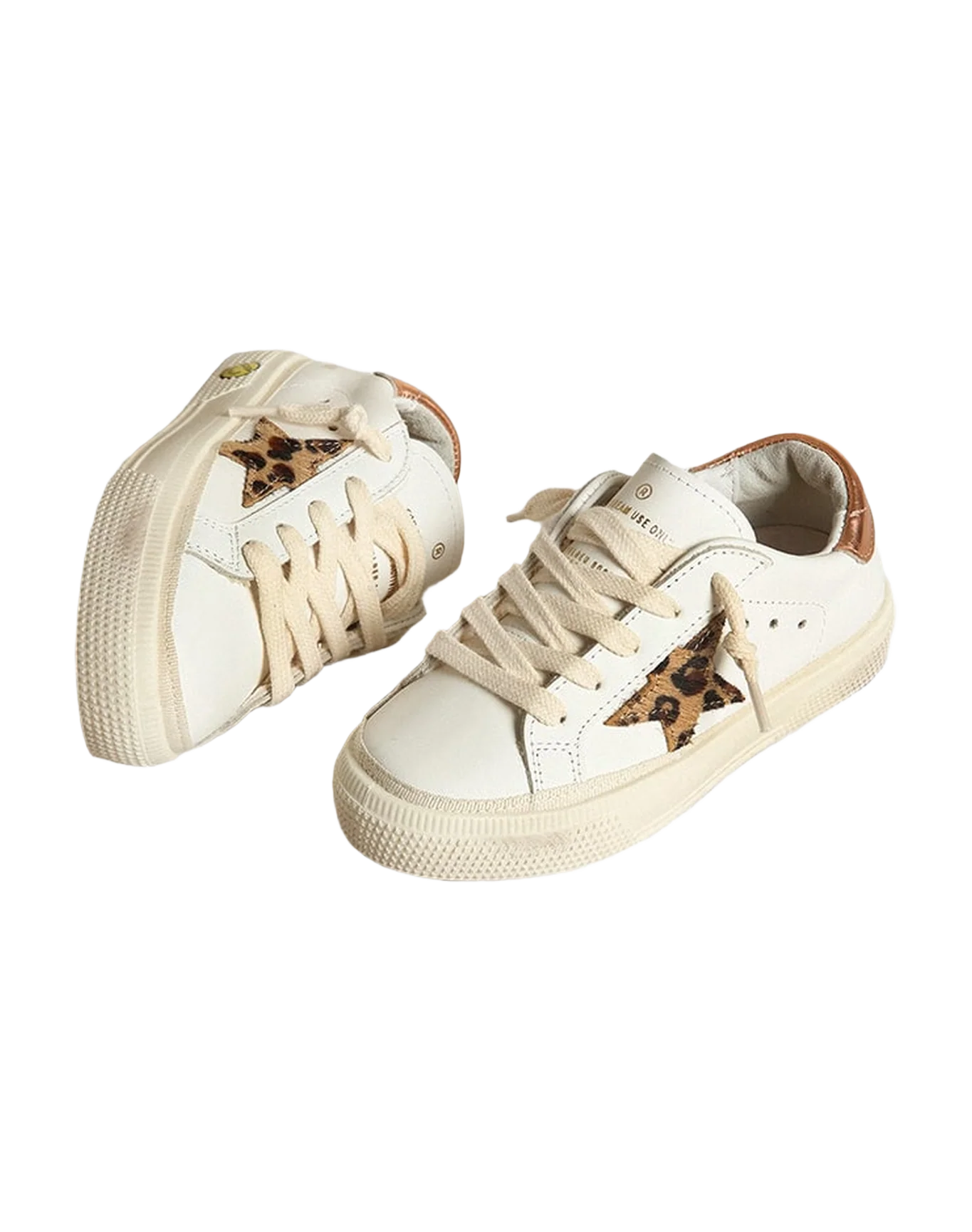Kids | May Junior with Beige Brown Leo Star & Brown Heel Tab | White x Beige Brown Leo x Chocolate Brown - Image 8