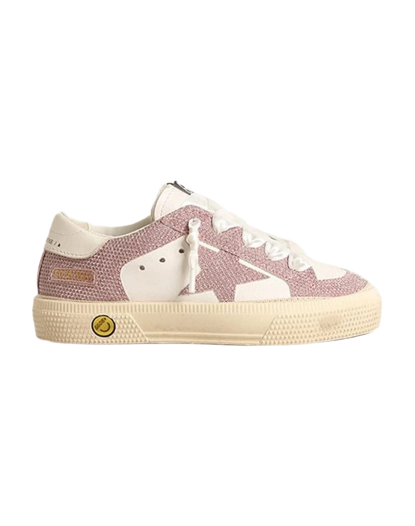 Kids | May Junior with Pink Glitter & Cream Heel Tab | White x Pink