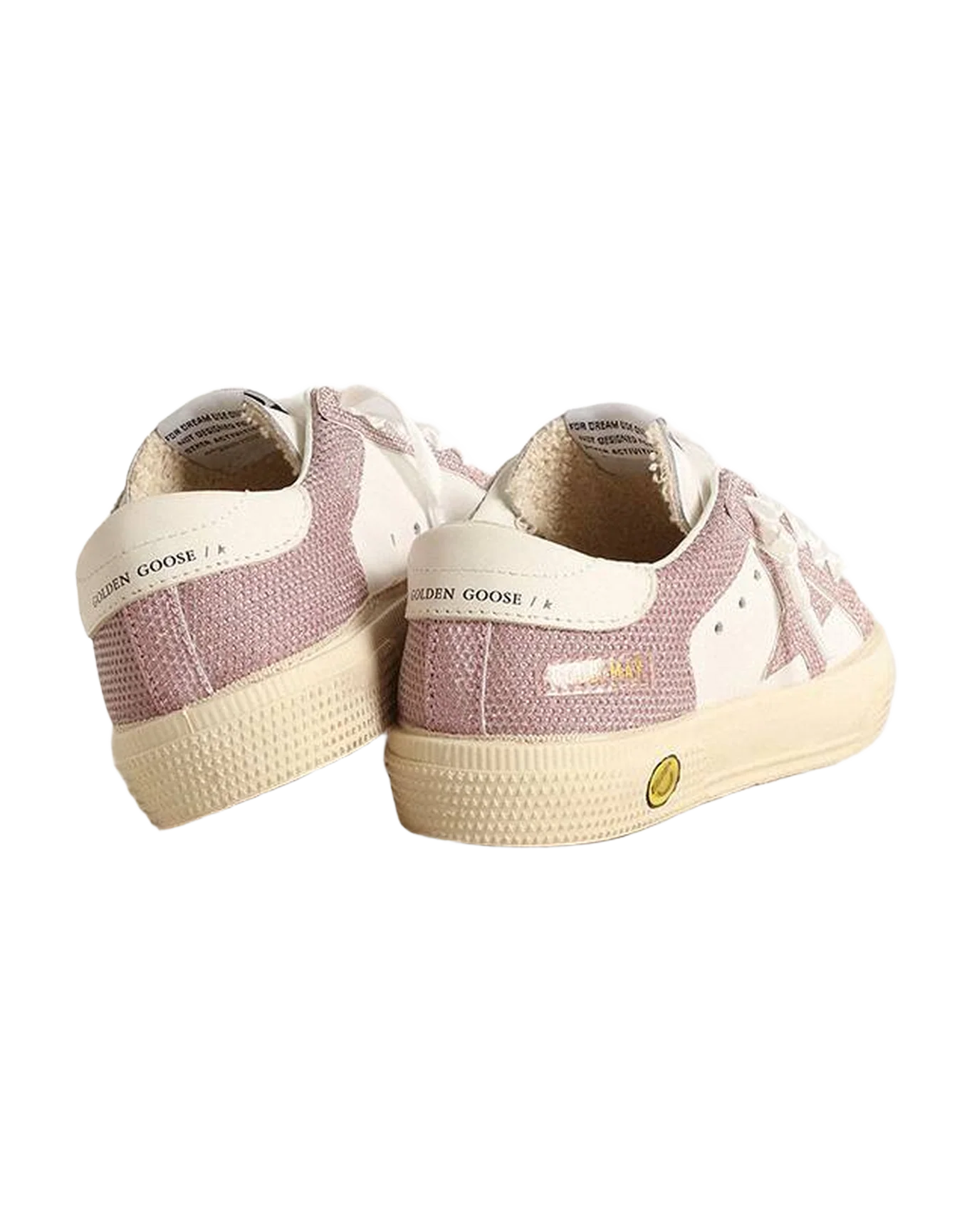 Kids | May Junior with Pink Glitter & Cream Heel Tab | White x Pink - Image 3