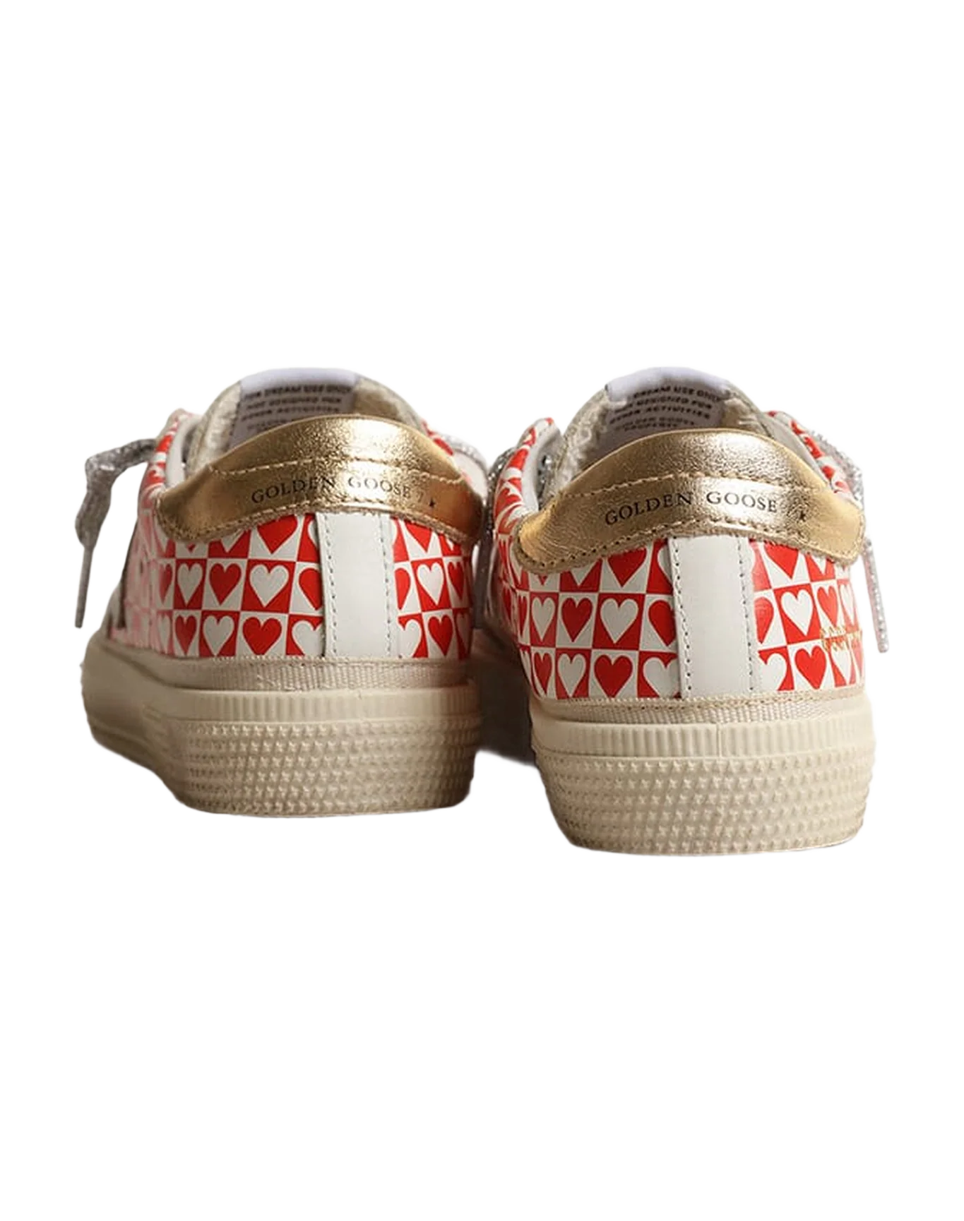 Kids | May Junior with Red & White Hearts & Golden Heel Tab | White x Red Hearts x Gold - Image 4
