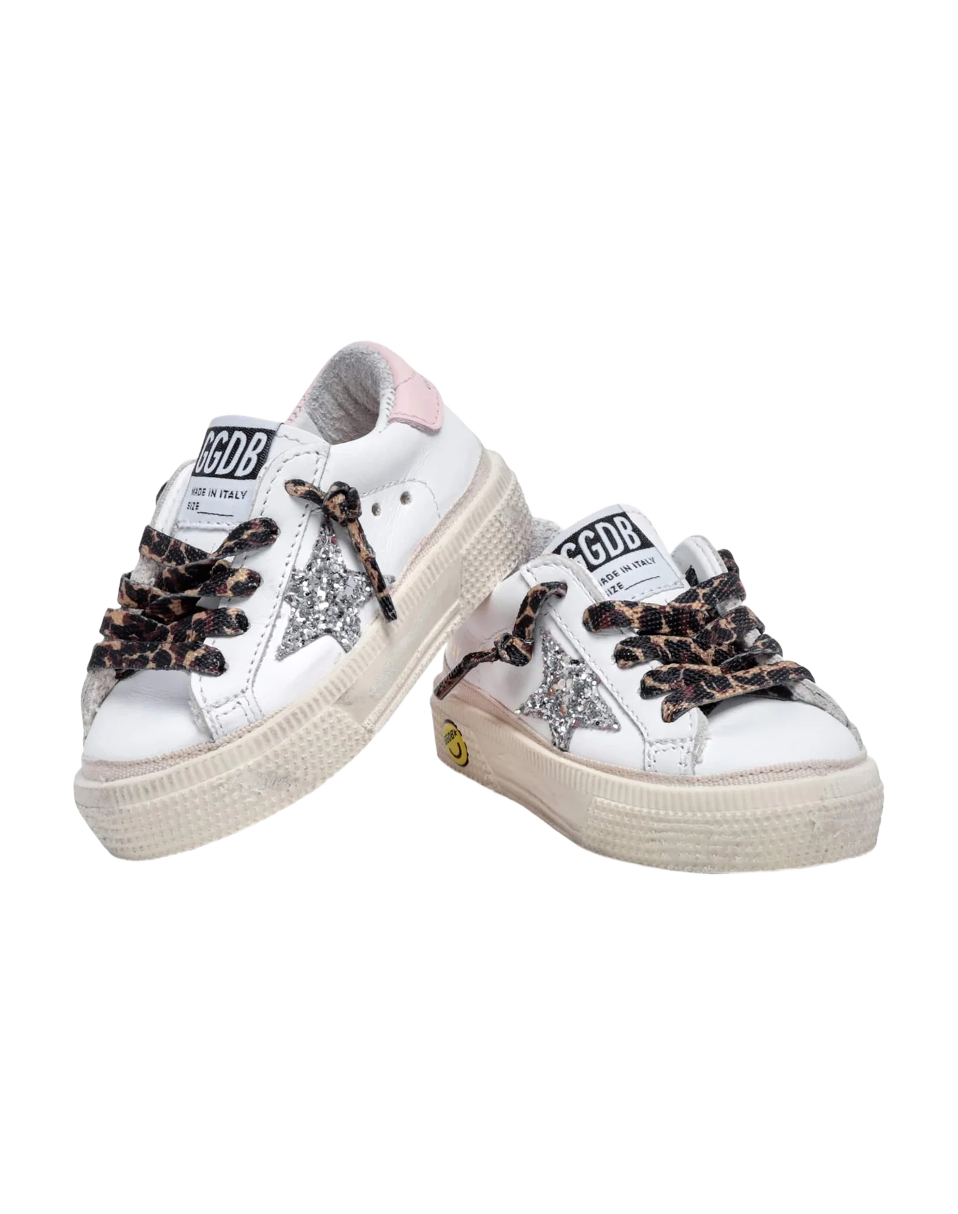 Kids | May Leather Upper & Heel Glitter Star | White x Silver x Rose Quartz - Image 10