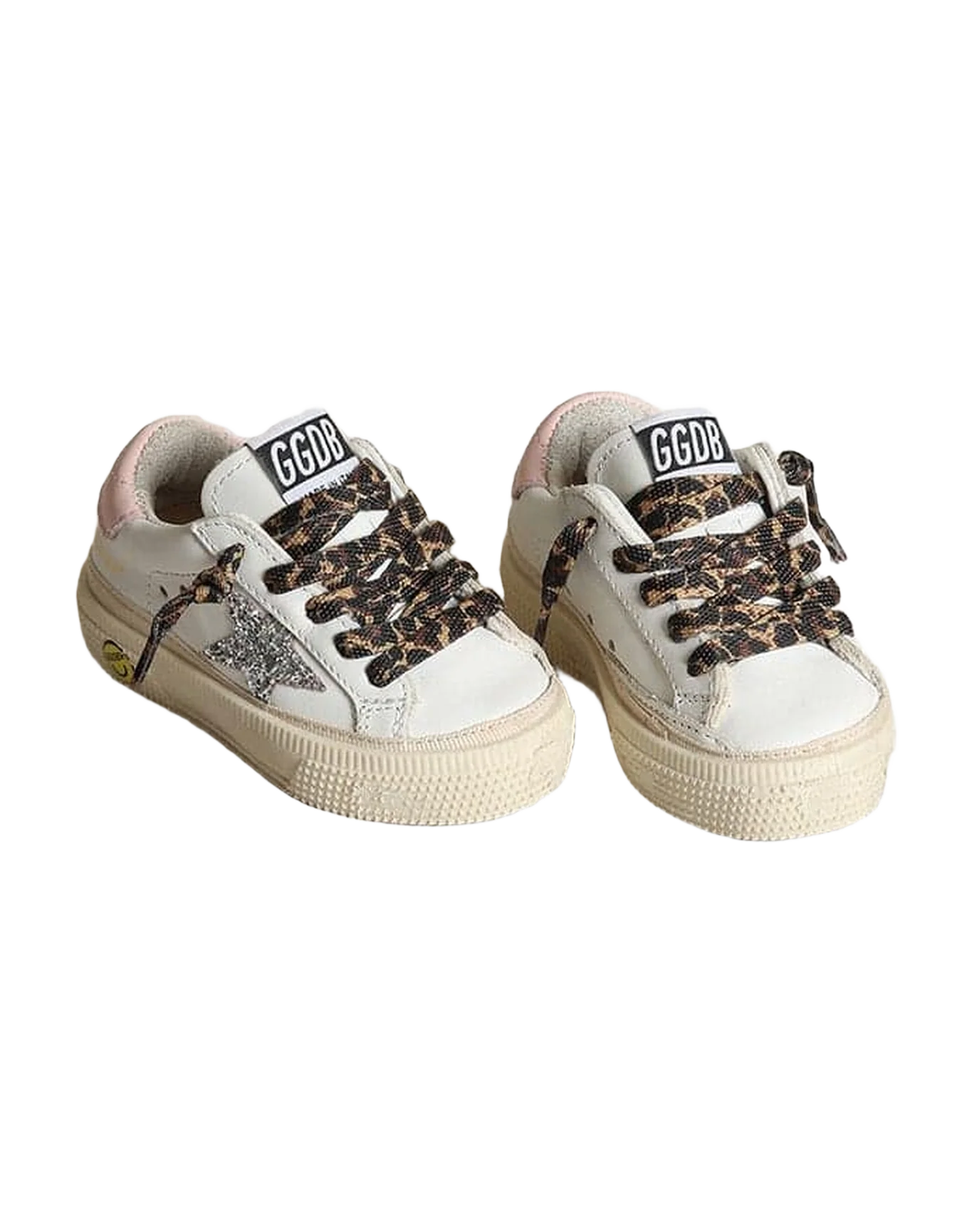Kids | May Leather Upper & Heel Glitter Star | White x Silver x Rose Quartz - Image 3