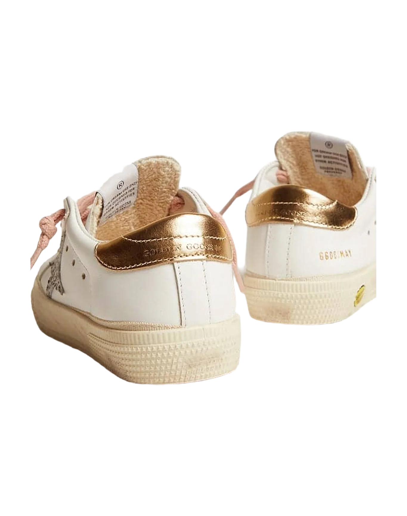 Kids | May Leather Upper Maculated Glitter Leather Star | White x White Black Maculated x Gold (V2) - Image 2