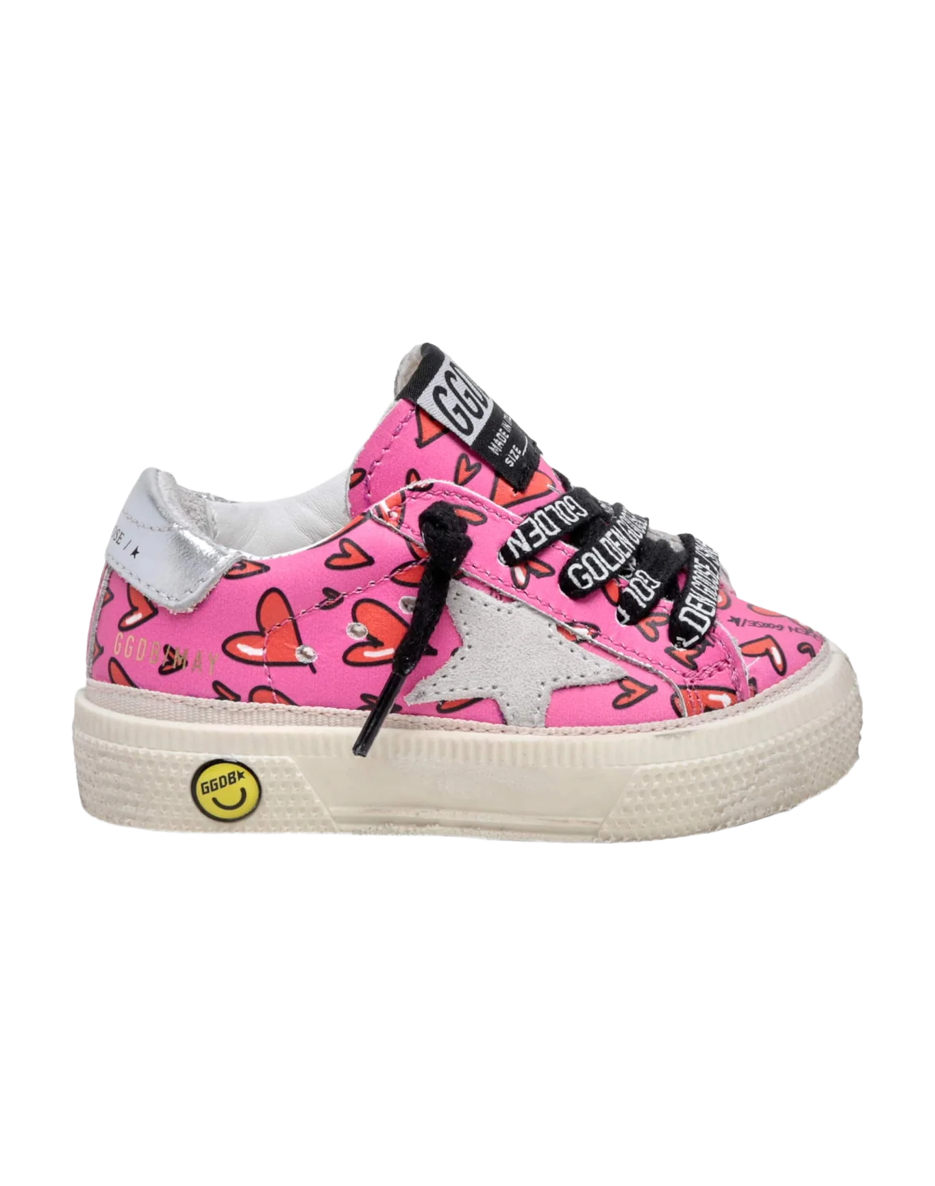 Kids | May Pink with Red Heart All Over & Silver Heel | Fluo Fuxia x Red x Ice x Silver - Image 8