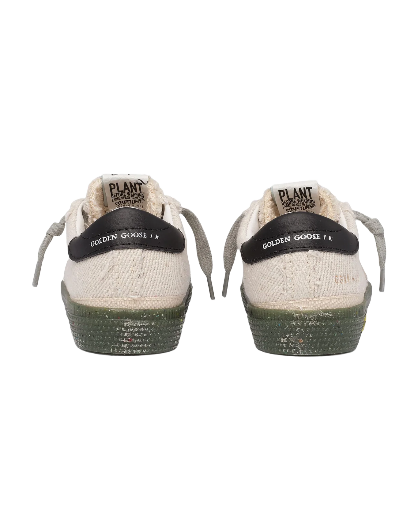 Kids | May Sneakers Junior with Military Green Base & White Star & Black Heel Tab | Off White x Black - Image 5