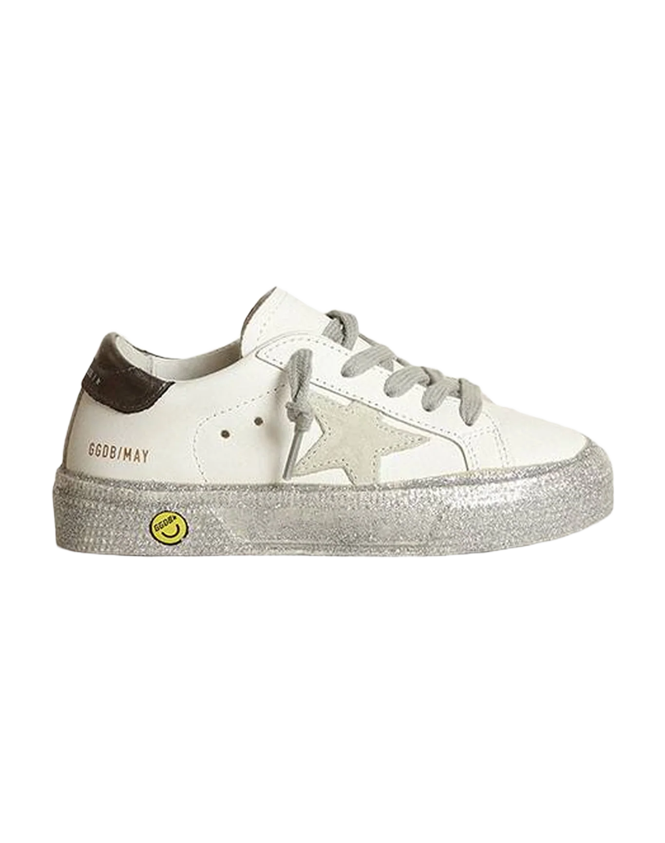 Kids | May Star Teen White Leather with Dark Gray Heel Tab | White x Ice x Charcoal Grey - Image 3
