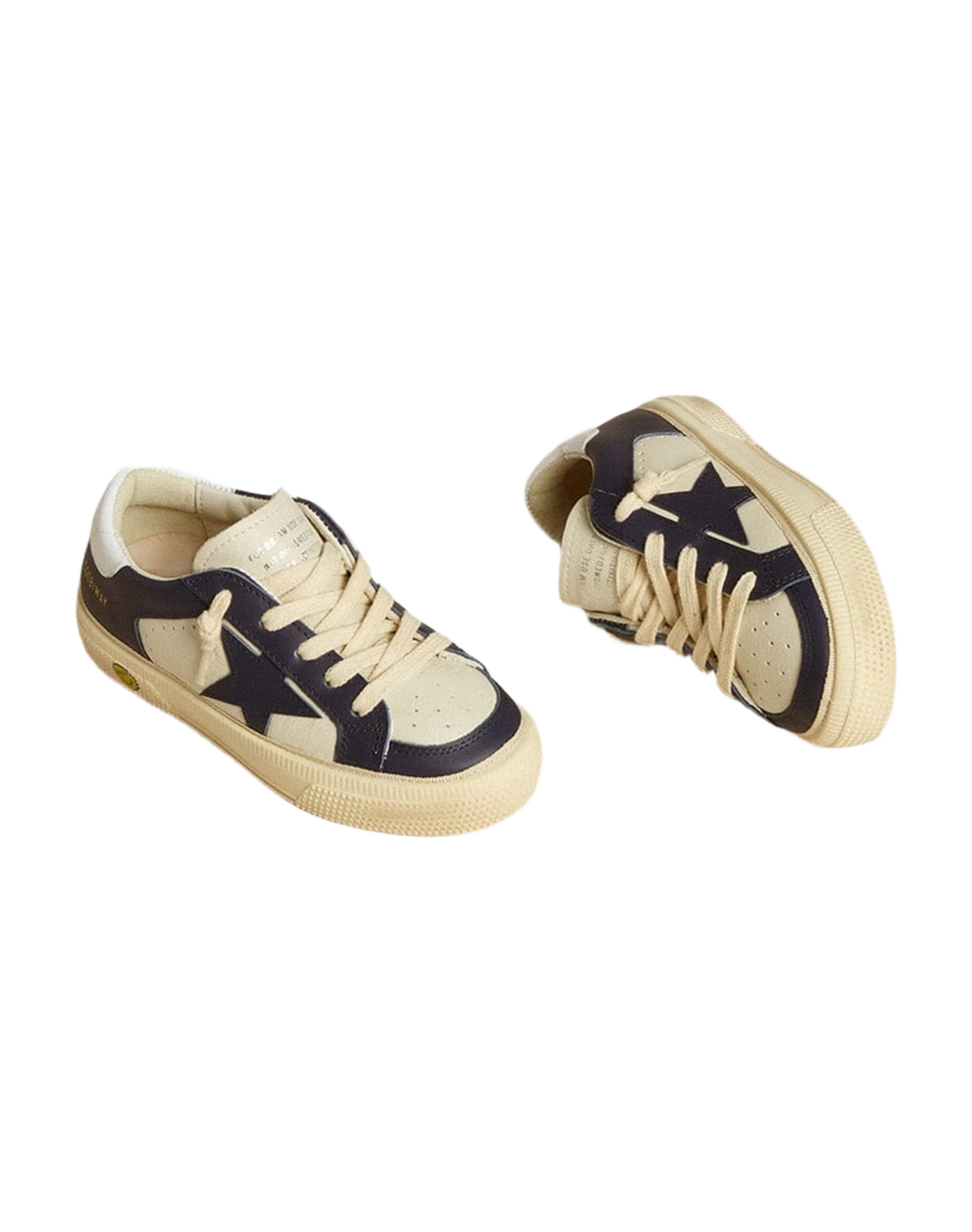 Kids | May Teen Navy Blue Leather & White Heel Tab | White x Medieval Blue - Image 7