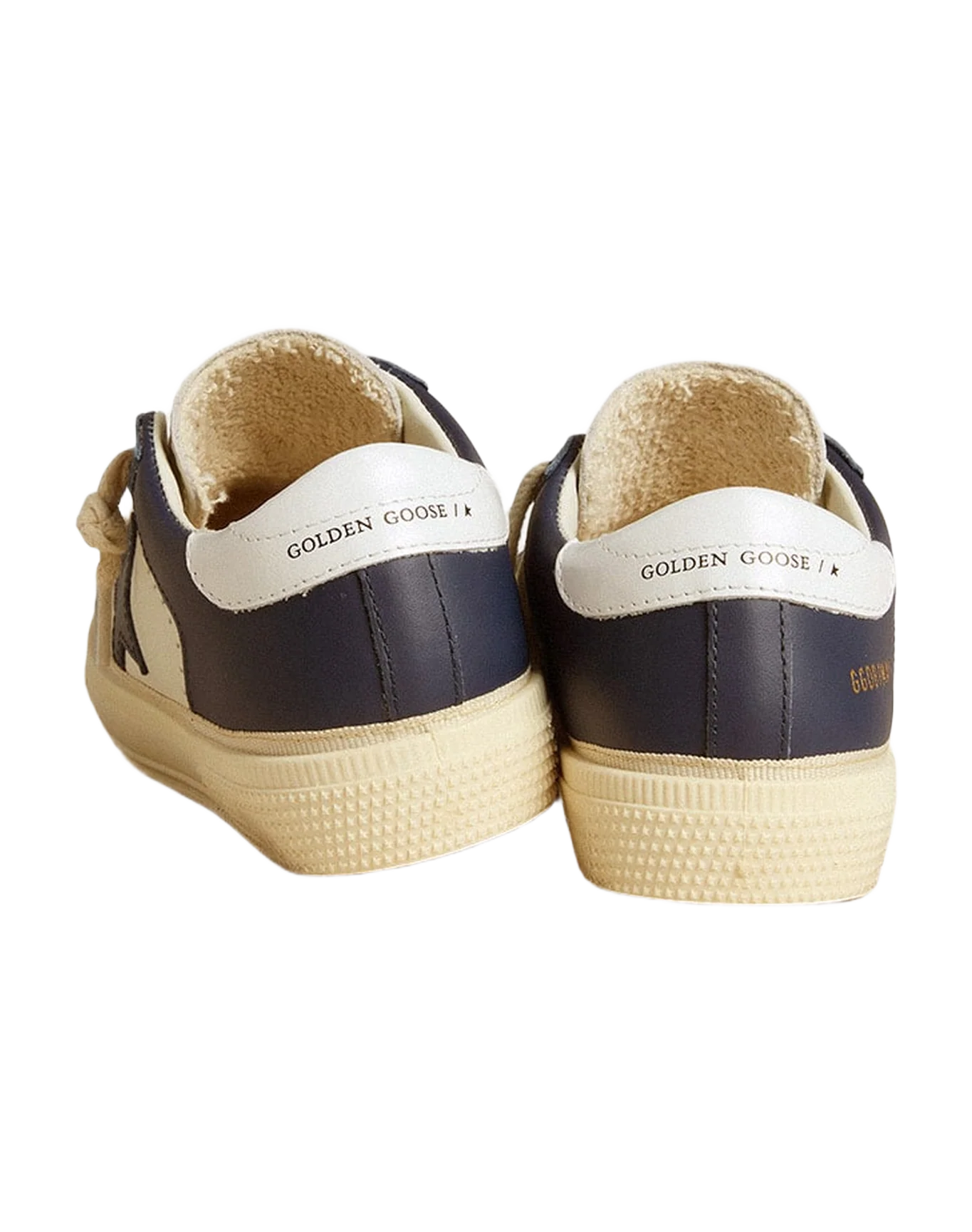 Kids | May Teen Navy Blue Leather & White Heel Tab | White x Medieval Blue - Image 8