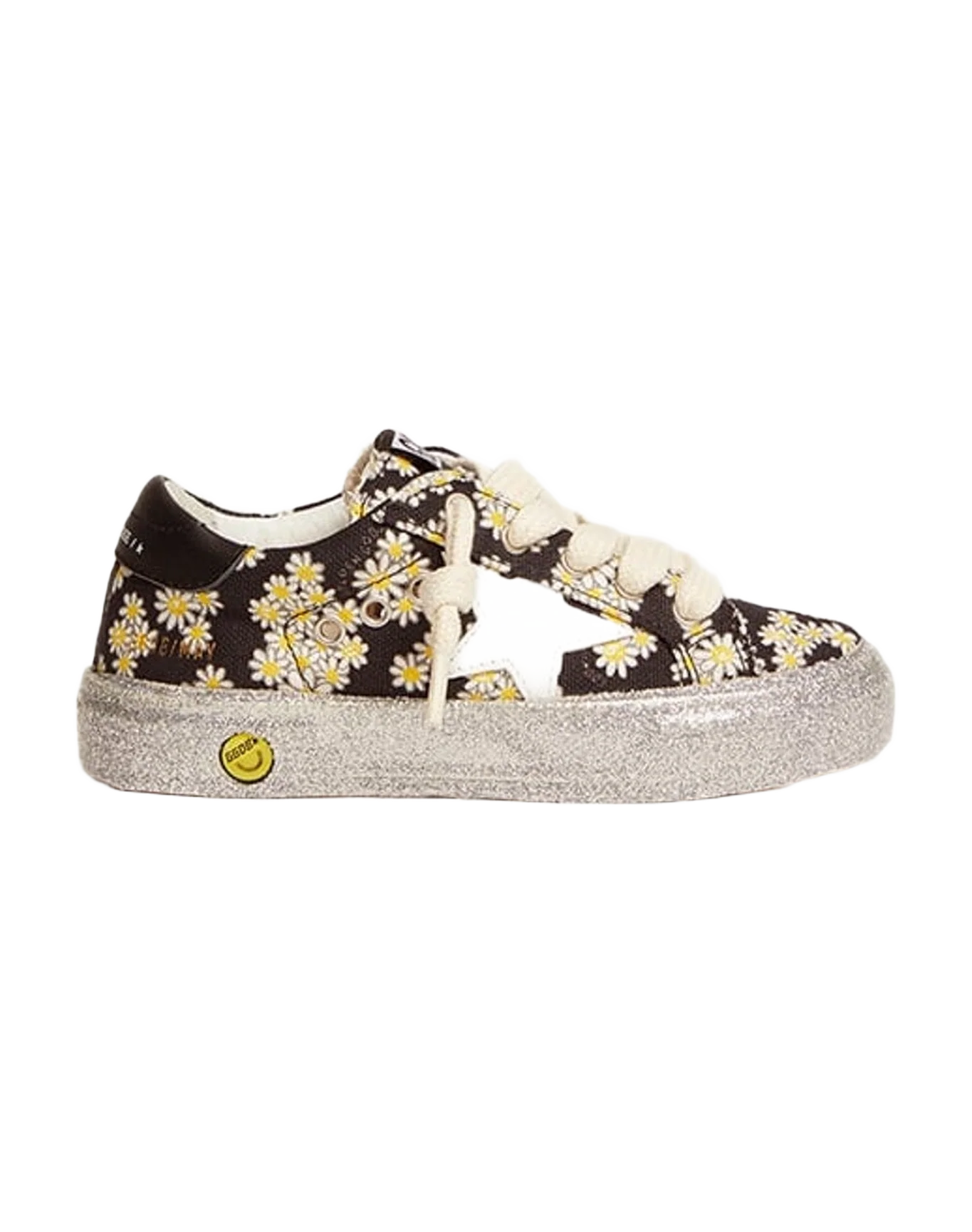 Kids | May Young Black with Floral Pattern & White Star | Black x White Daisies x White x Black
