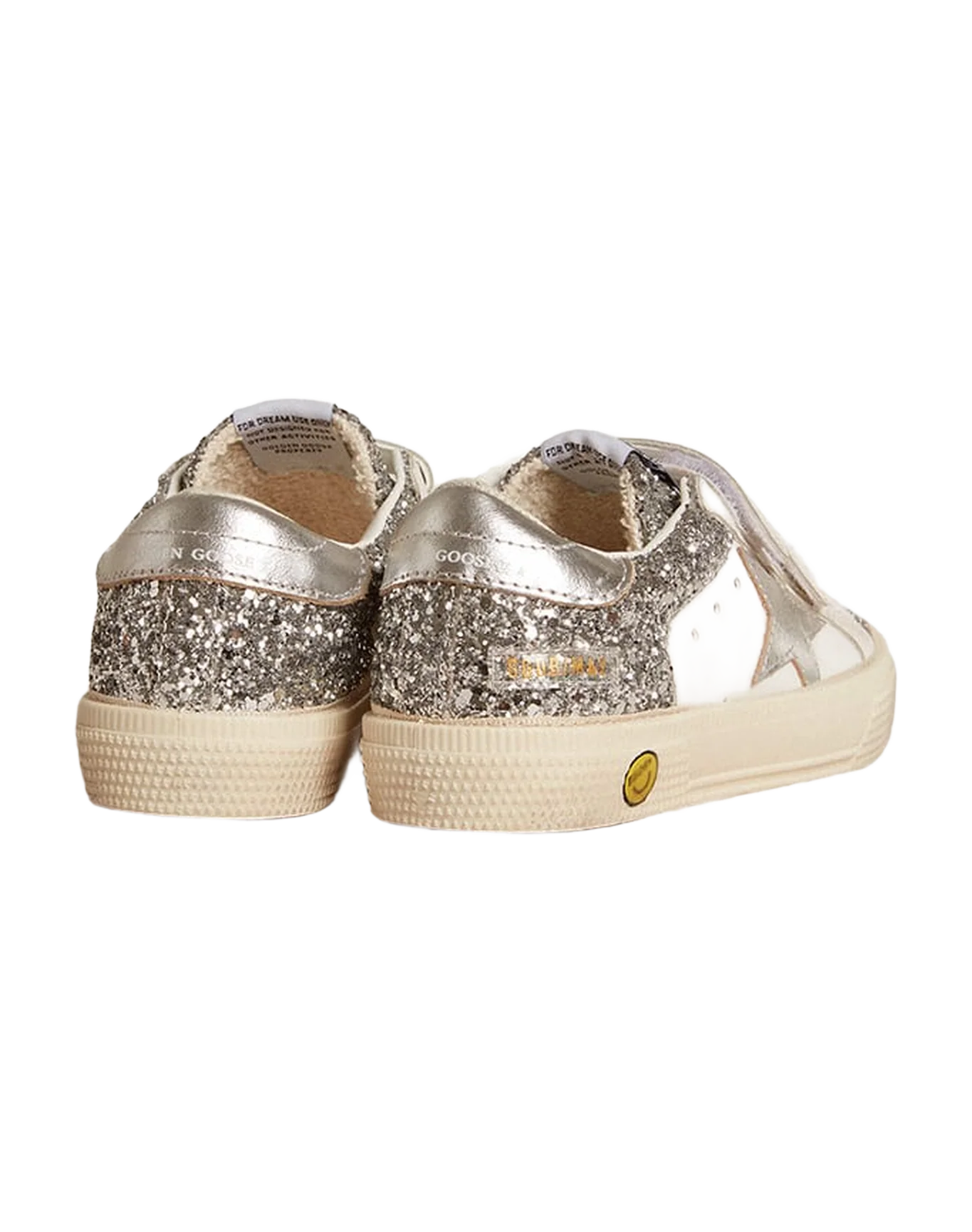 Kids | May Young Leather & Glitter with Silver Star | White x Silver - Image 2