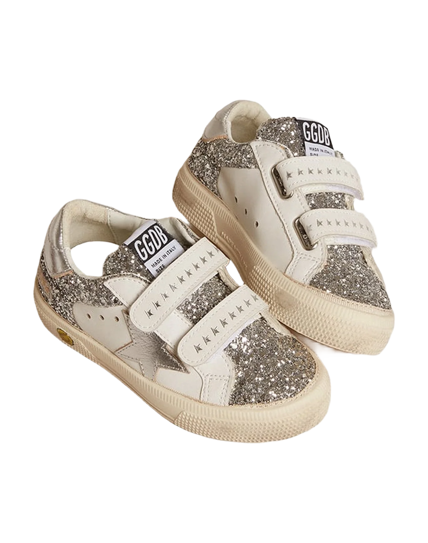Kids | May Young Leather & Glitter with Silver Star | White x Silver - Image 4
