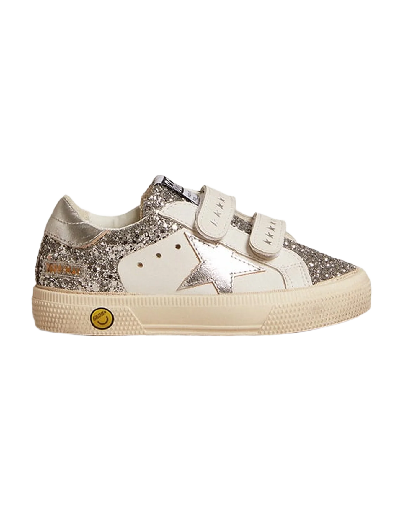 Kids | May Young Leather & Glitter with Silver Star | White x Silver - Image 6