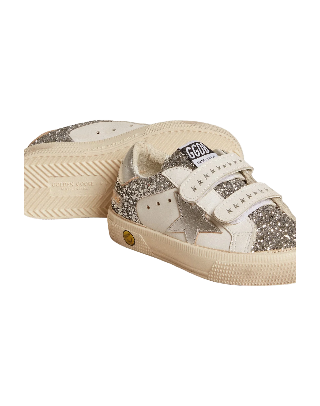 Kids | May Young Leather & Glitter with Silver Star | White x Silver - Image 7