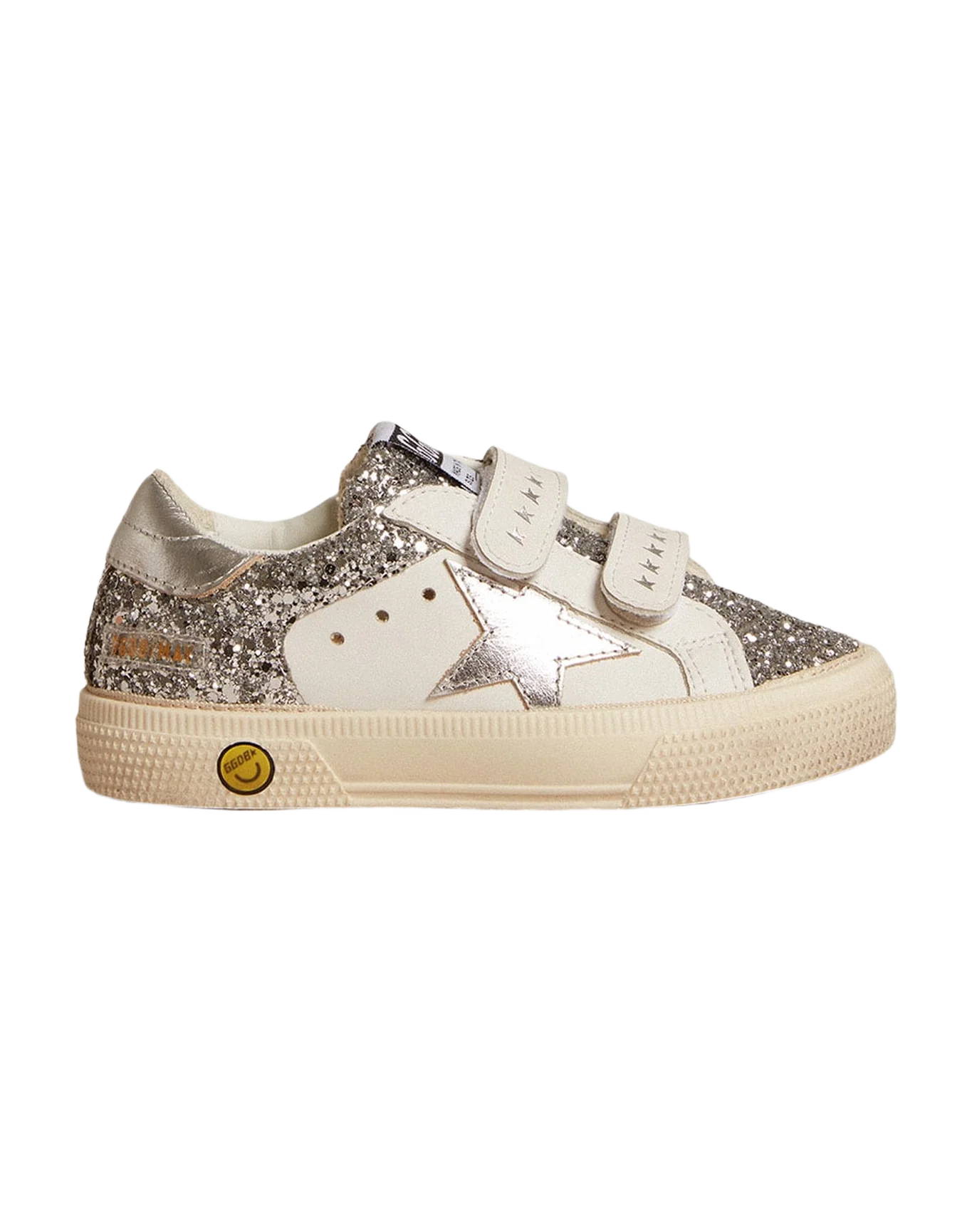 Kids | May Young Leather & Glitter with Silver Star | White x Silver - Image 8