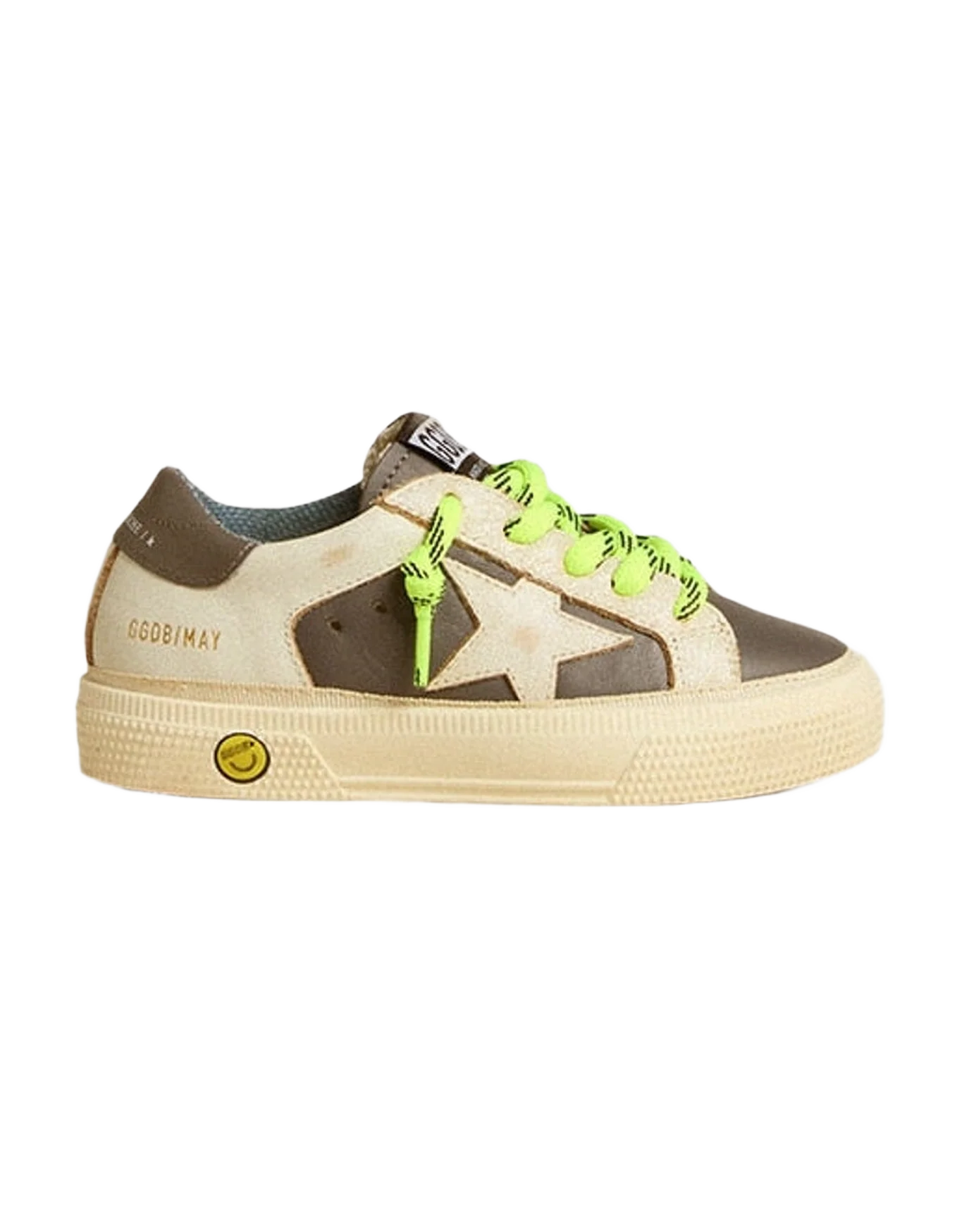 Kids | May Young White & Blue Leather with Fluorescent Laces | White x Dark Blue