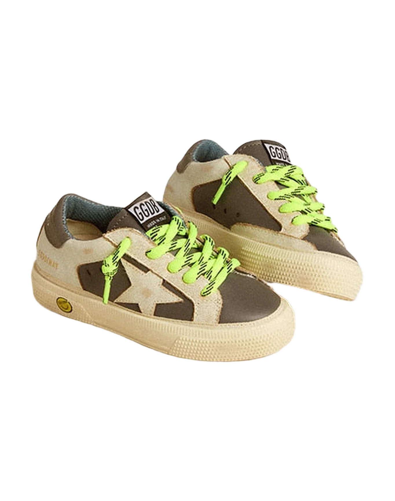 Kids | May Young White & Blue Leather with Fluorescent Laces | White x Dark Blue - Image 2
