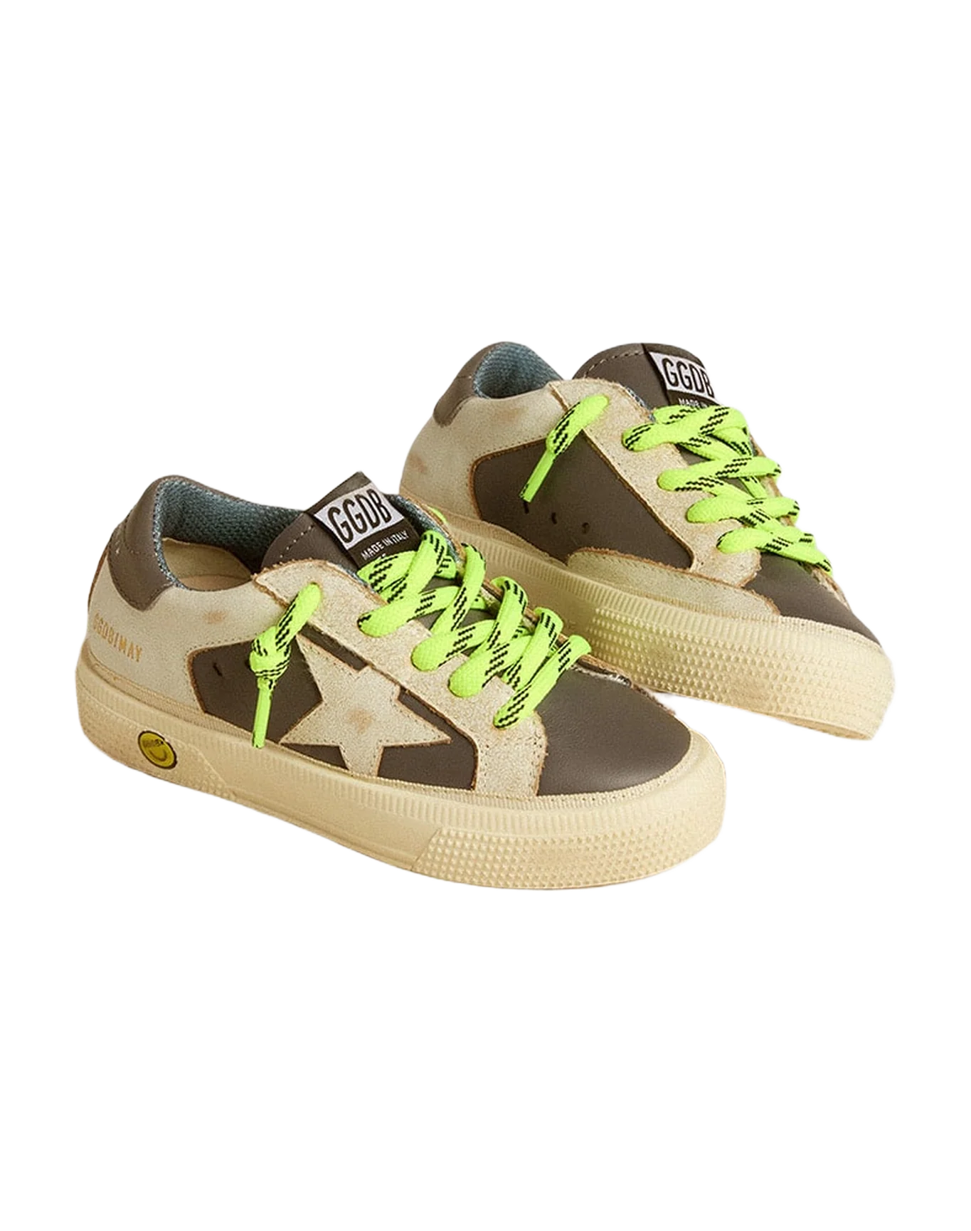 Kids | May Young White & Blue Leather with Fluorescent Laces | White x Dark Blue - Image 3