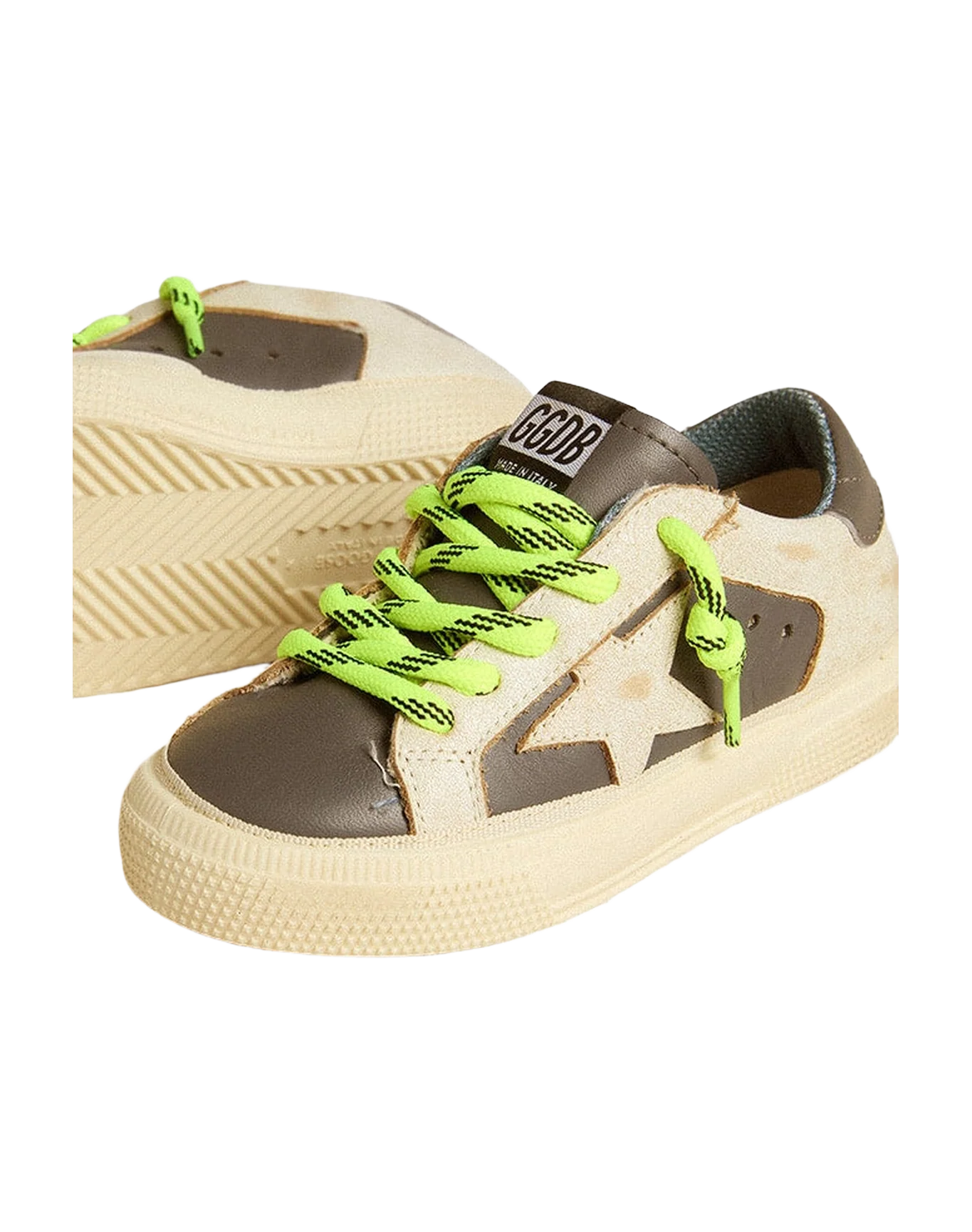 Kids | May Young White & Blue Leather with Fluorescent Laces | White x Dark Blue - Image 6