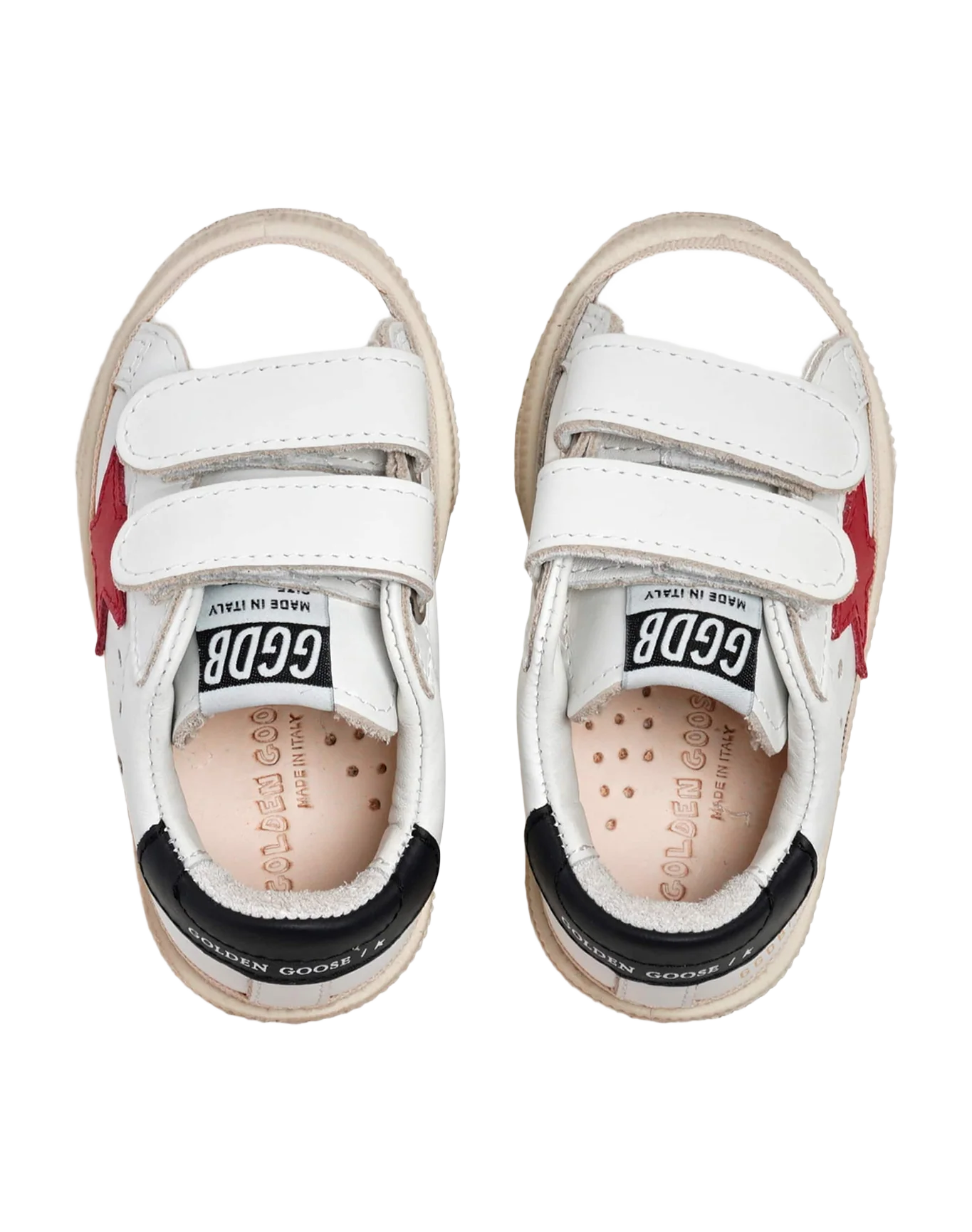 Kids | May Young White Leather with Red Star & Black Heel Tab | White x Red x Night Blue - Image 2