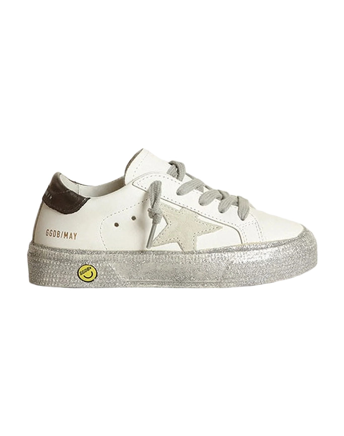 Kids | May Young with White Leather, Silver Sole & Ice Star | White x Ice x Charcoal Grey - Image 4