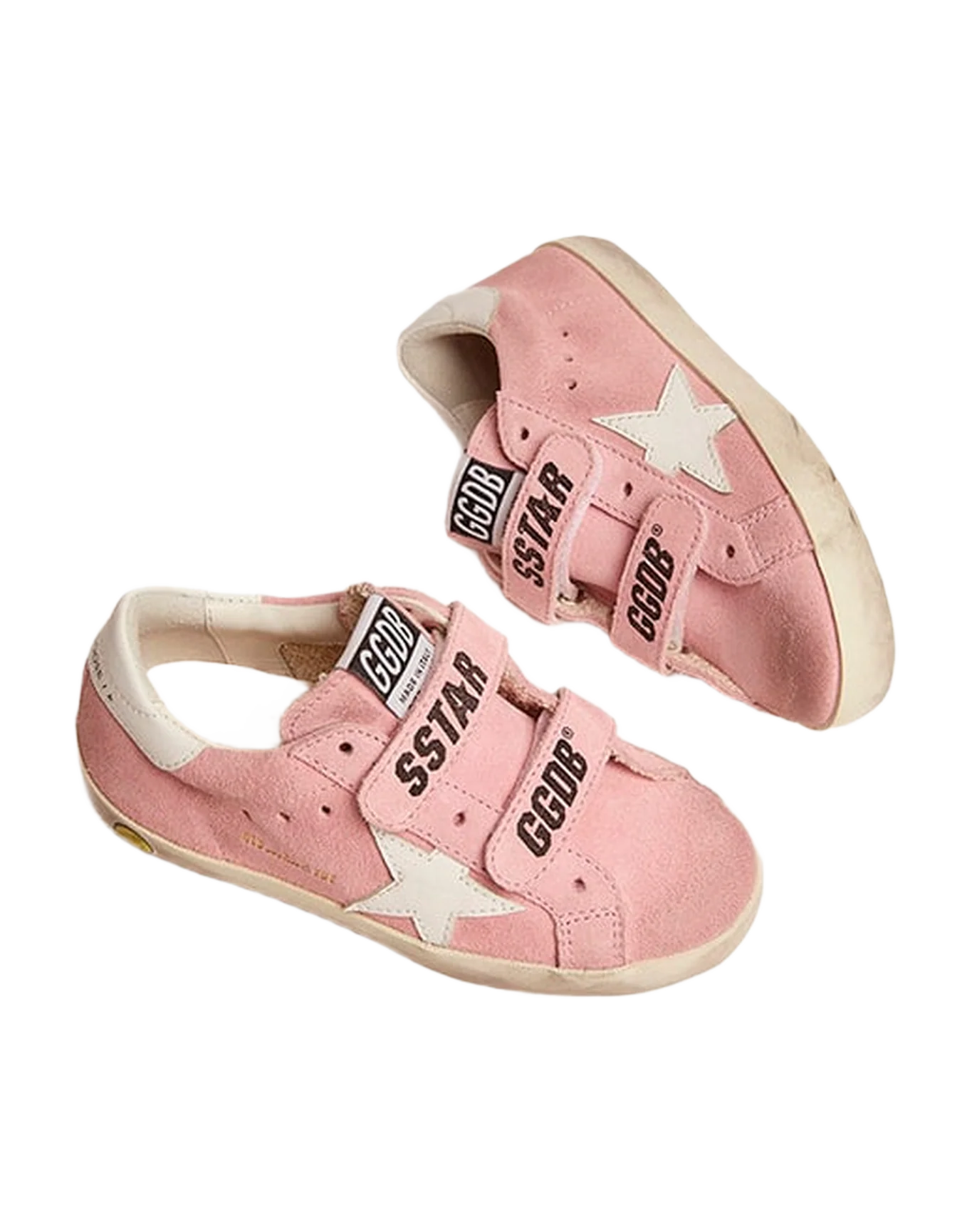 Kids | Old School Junior Baby Pink Suede with White Star | Baby Pink x White - Image 2
