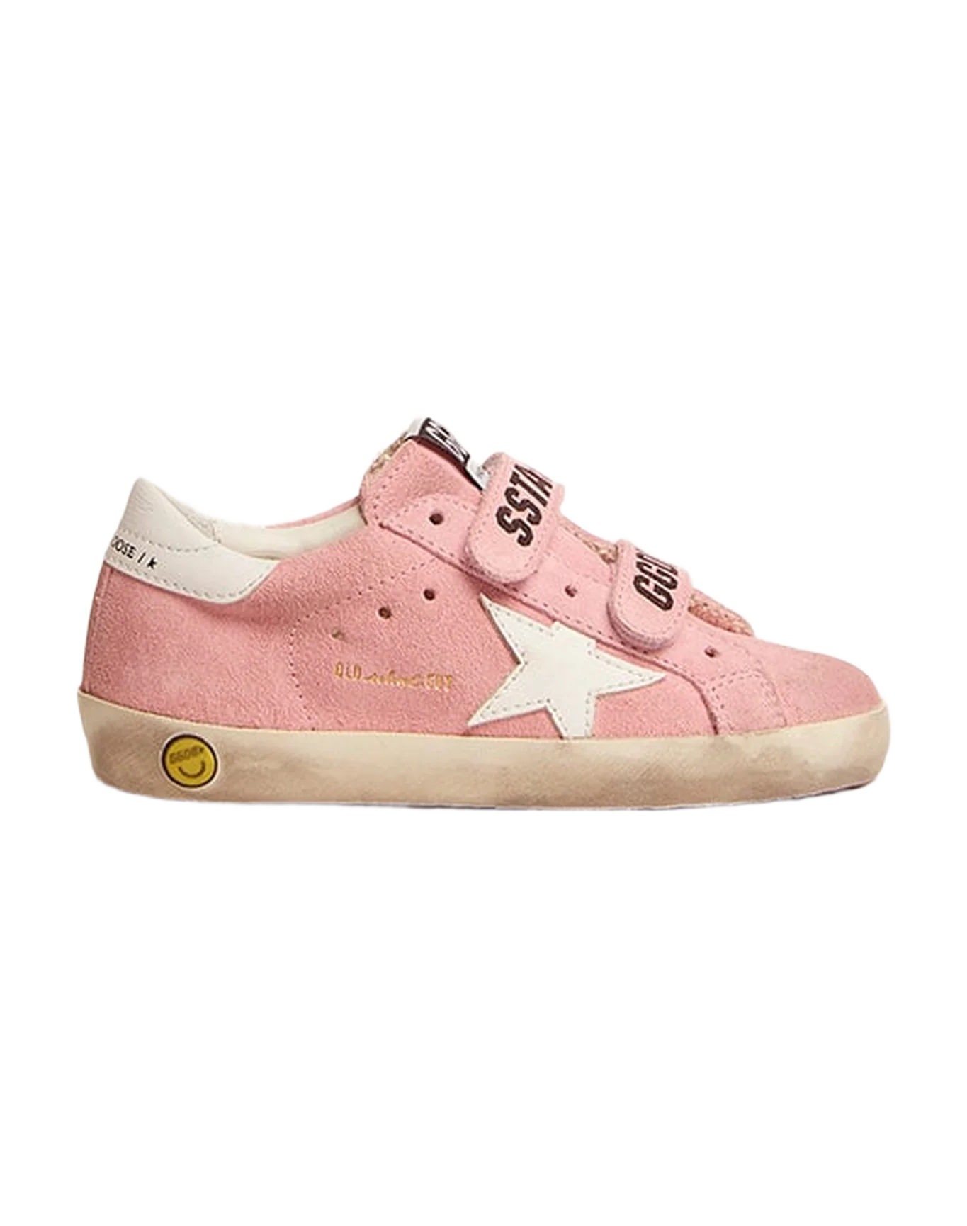 Kids | Old School Junior Baby Pink Suede with White Star | Baby Pink x White - Image 7