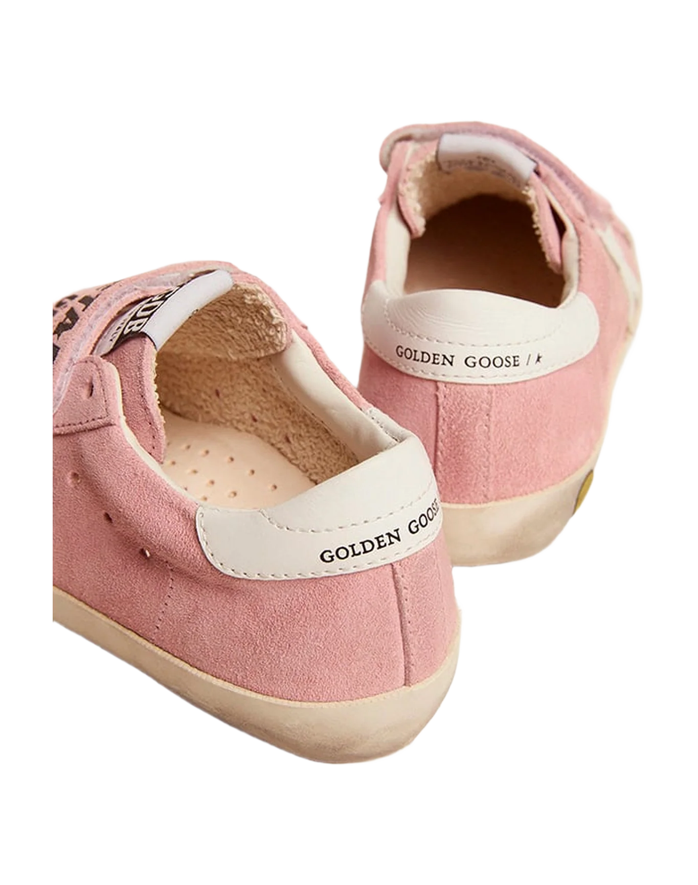 Kids | Old School Junior Baby Pink Suede with White Star | Baby Pink x White - Image 8