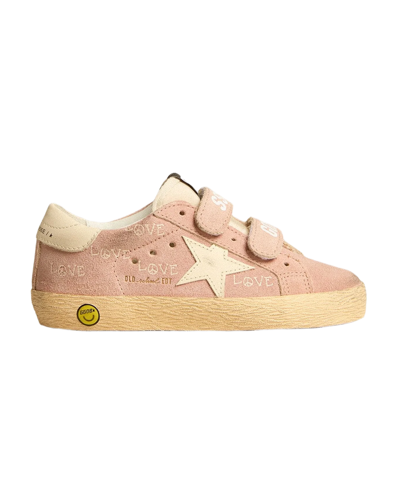 Kids | Old School Junior Pink Suede with Cream Leather Star & Heel Tab | Ash Rose x Cream - Image 4