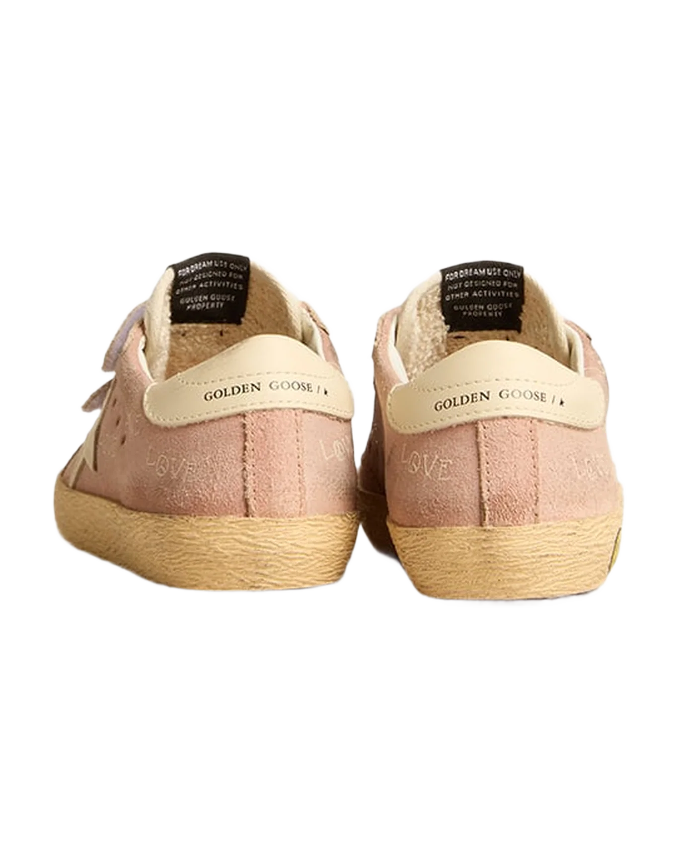 Kids | Old School Junior Pink Suede with Cream Leather Star & Heel Tab | Ash Rose x Cream - Image 5