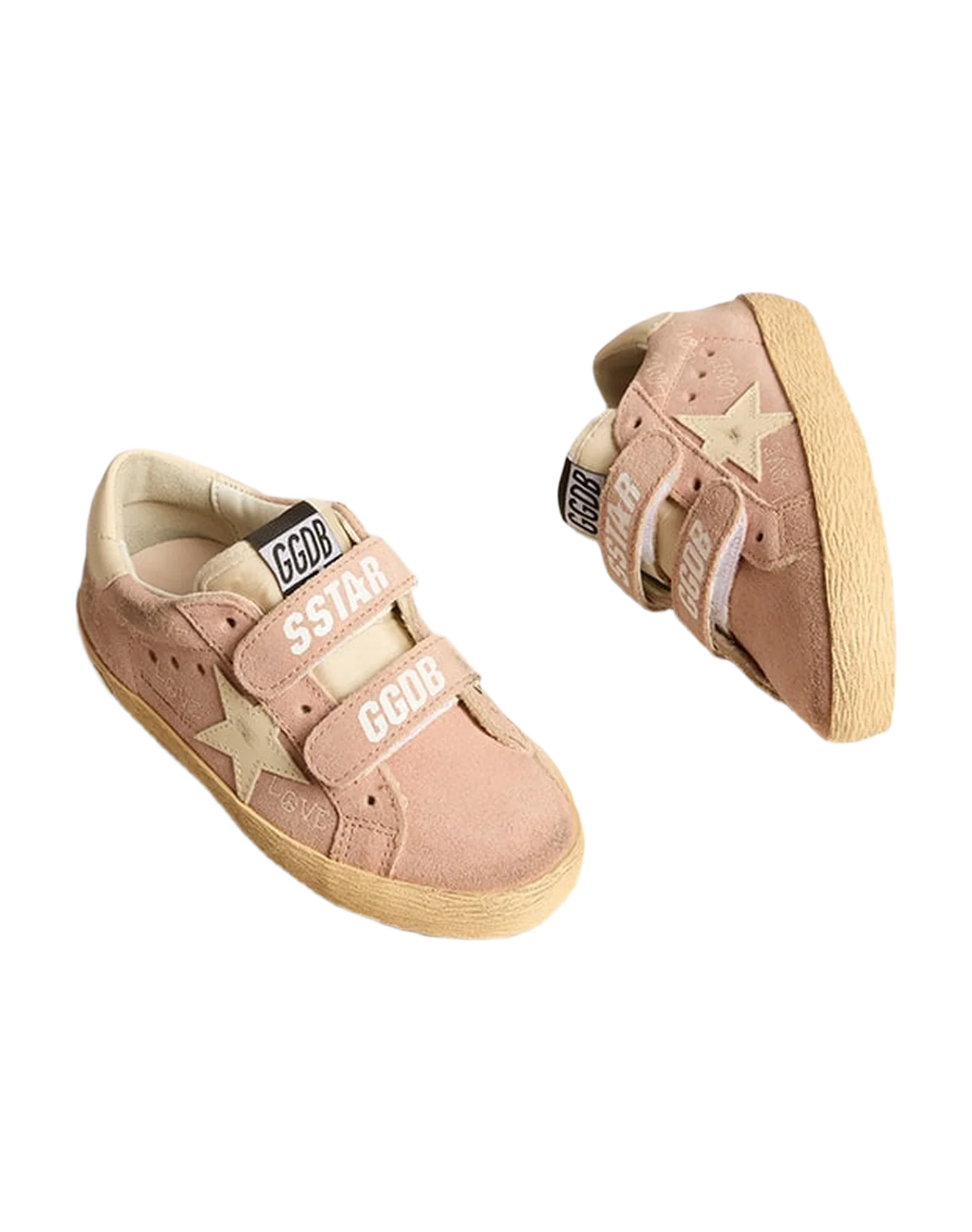 Kids | Old School Junior Pink Suede with Cream Leather Star & Heel Tab | Ash Rose x Cream - Image 7