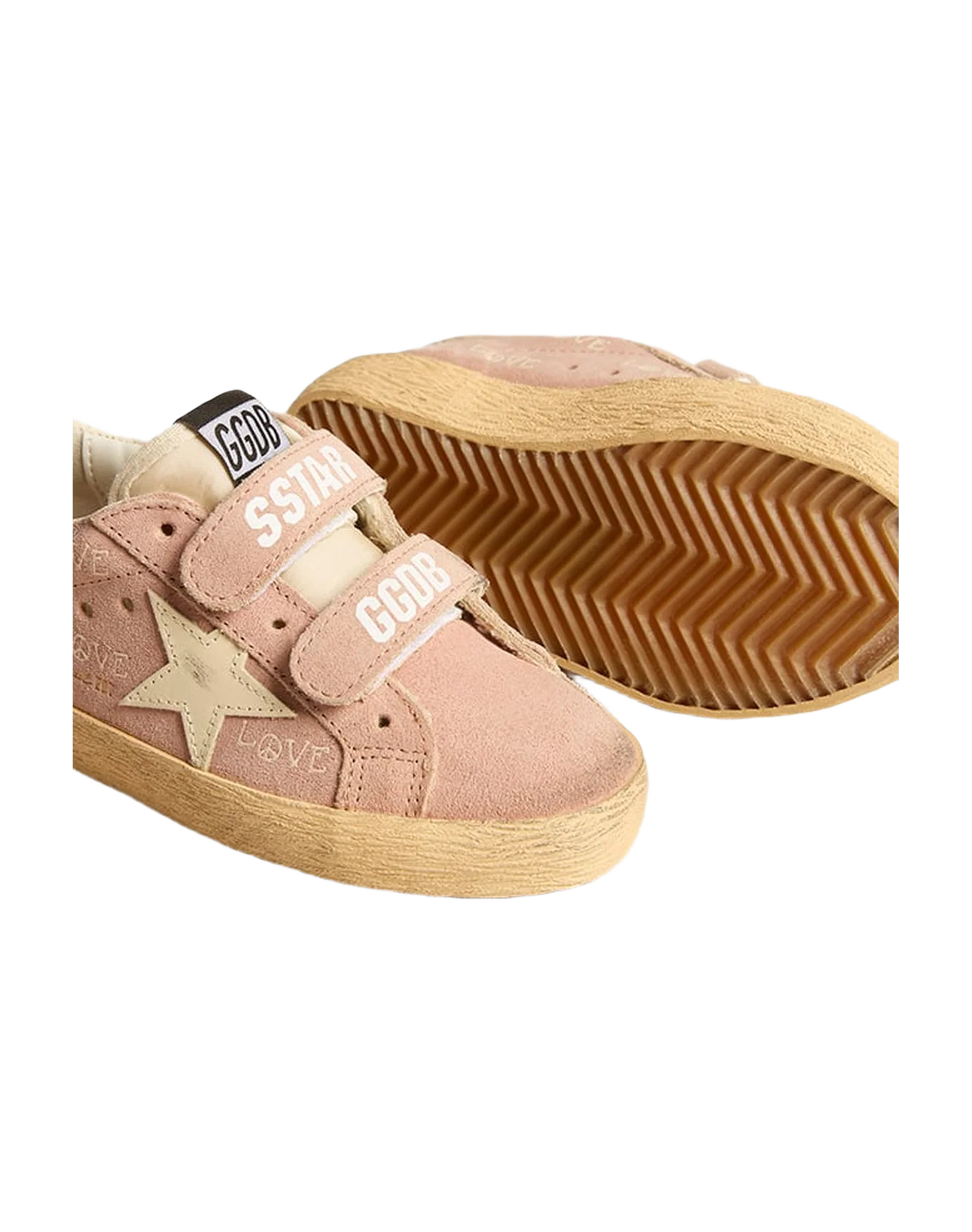 Kids | Old School Junior Pink Suede with Cream Leather Star & Heel Tab | Ash Rose x Cream - Image 8